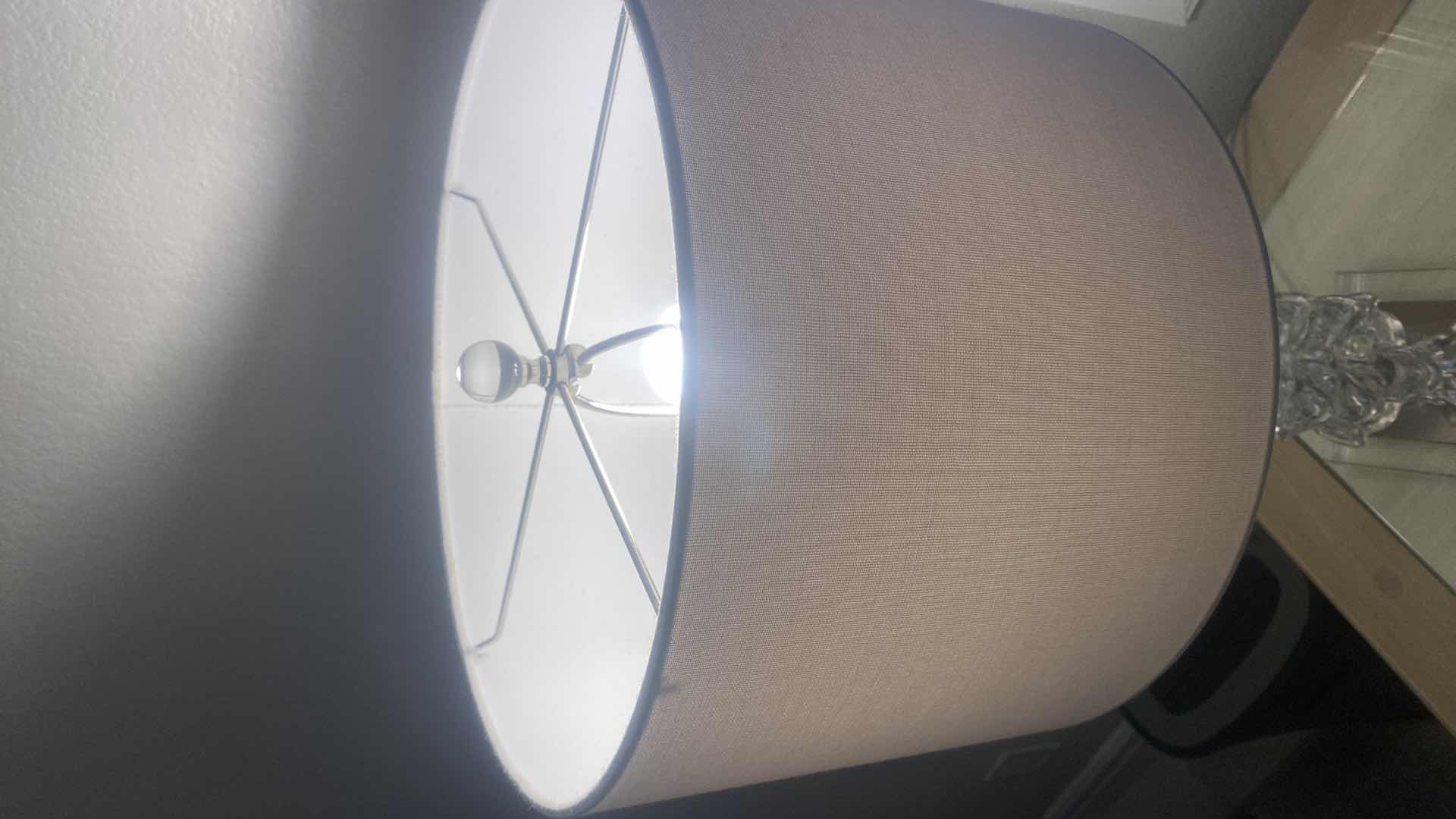 Photo 1 of ZGALLERIE CRYSTAL TABLE LAMP WITH CHROME & GLASS BASE H29” (2 AVAILABLE EACH SOLD SEPARATELY)