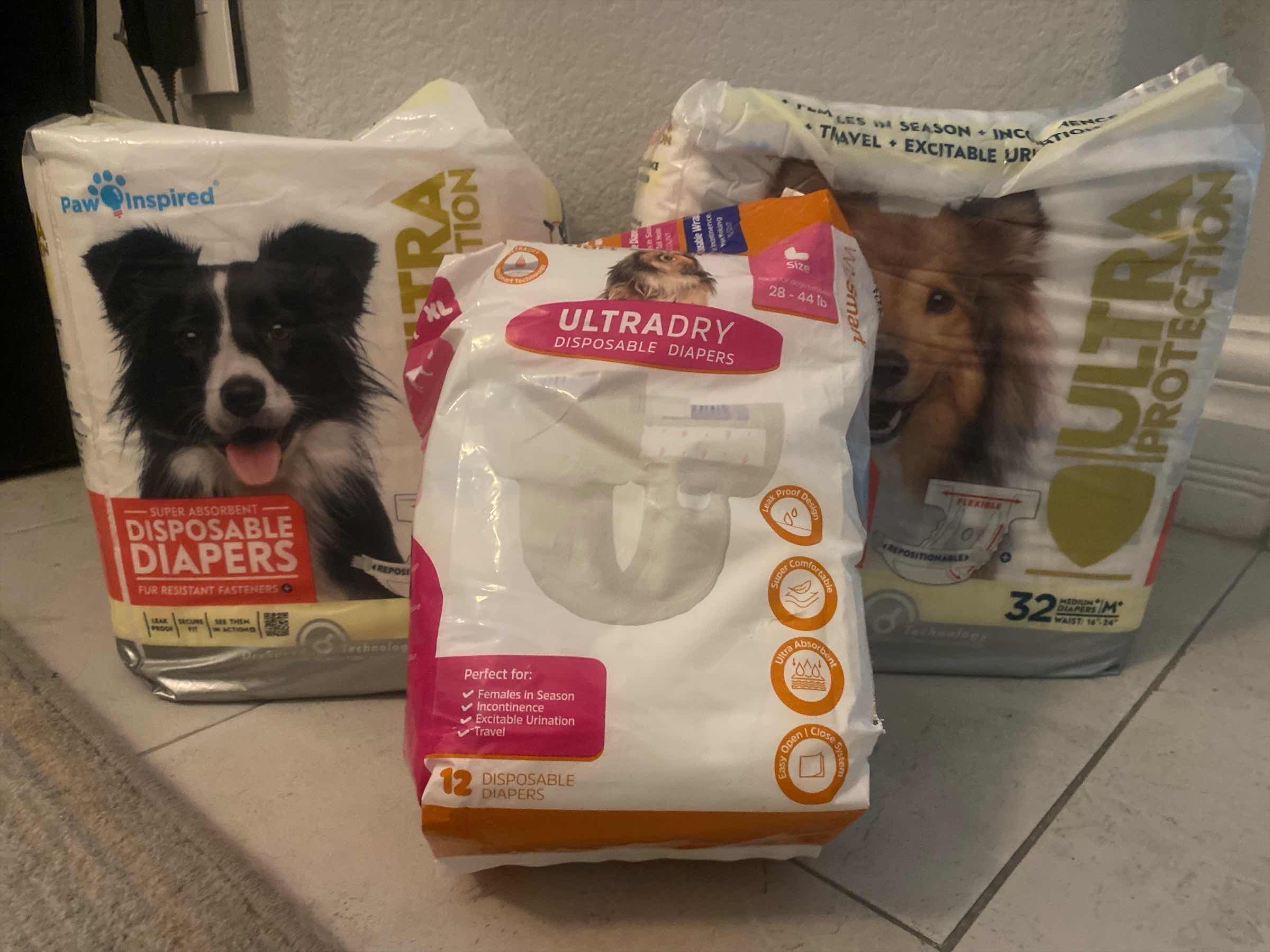 Photo 1 of 3 PKGS DOG DIAPERS MEDIUM & LARGE