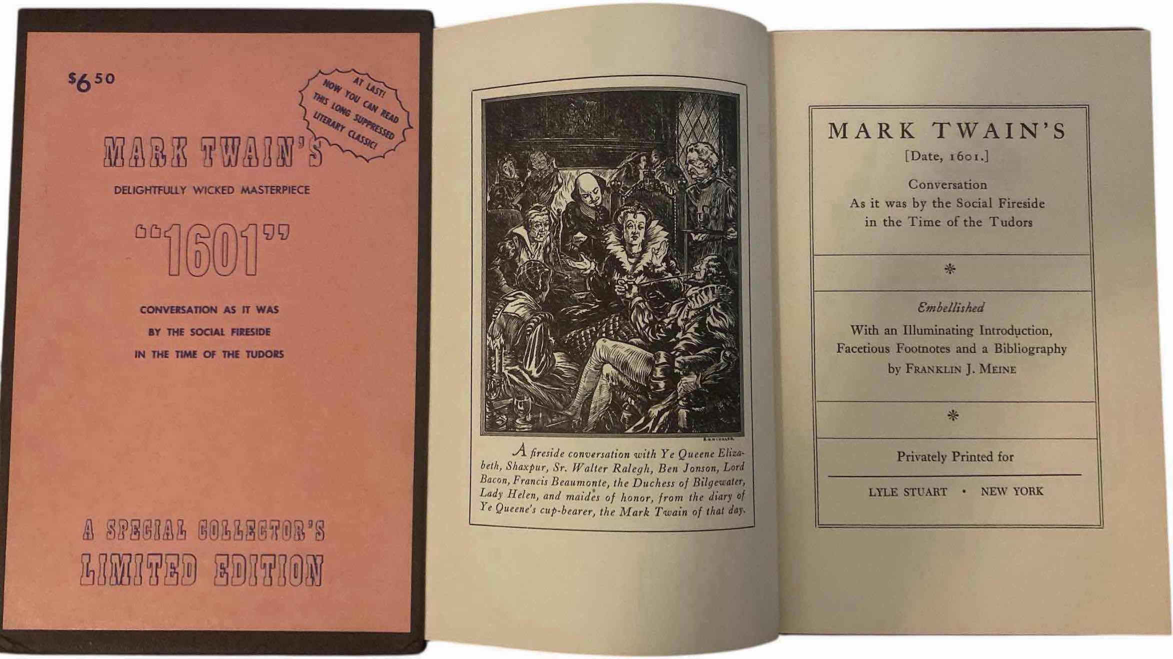 Photo 1 of VINTAGE MARK TWAINS 1601 BOOK WITH CASE