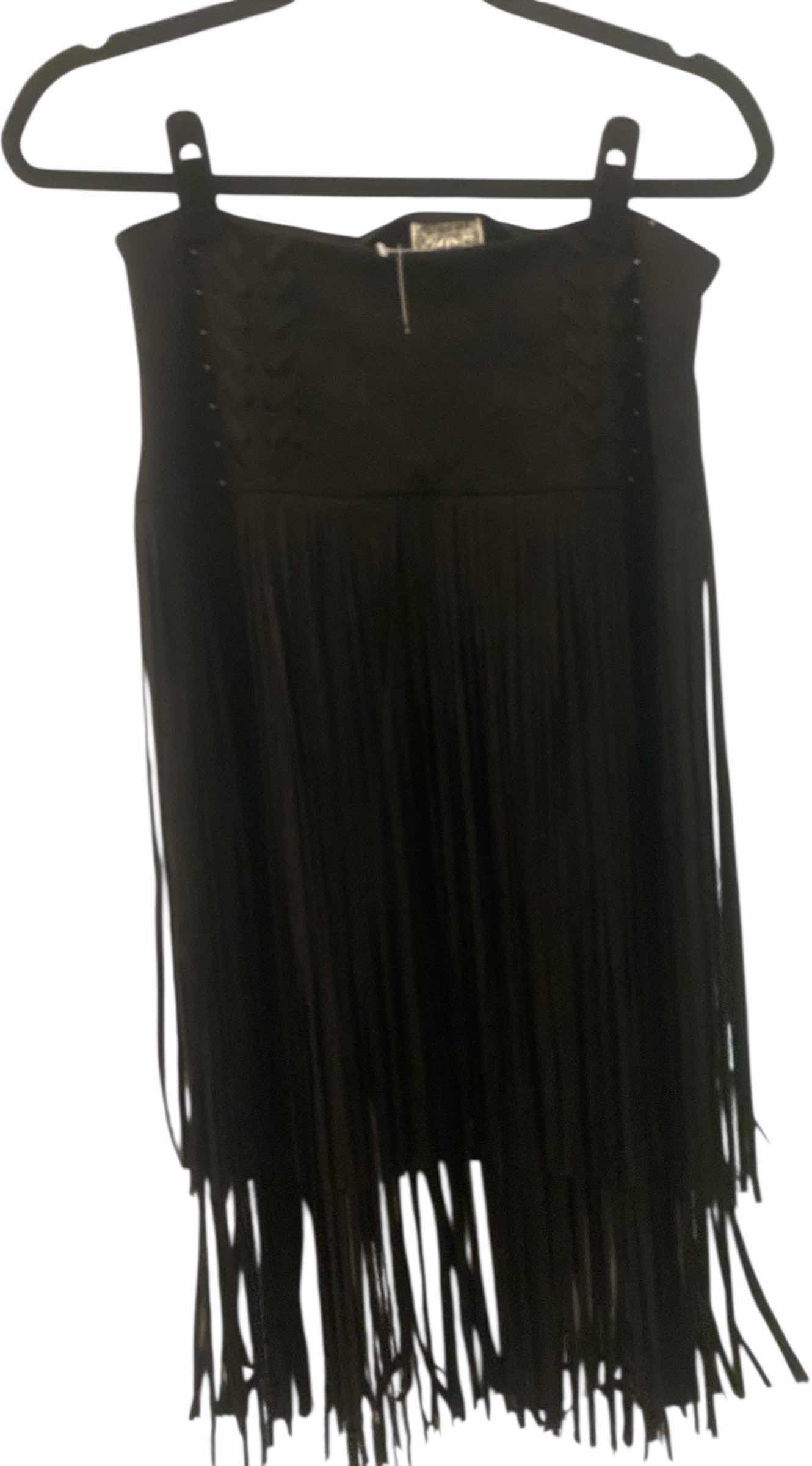 View 1 of WOMENS VOCAL FAUX SUEDE ABOVE KNEE SKIRT WITH FRINGE SIZE MEDIUM