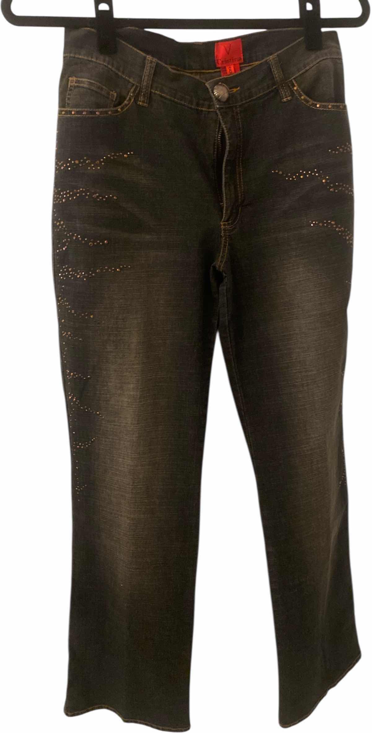 Photo 1 of WOMENS DESIGNER B CRISTINA DENIM EMBELLISHED MID RISE JEANS  SIZE 8