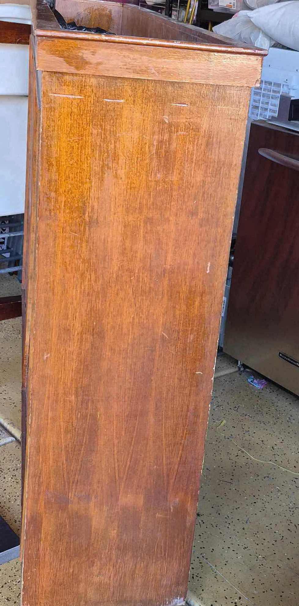 Photo 1 of UNIQUE SOLID WOOD BAR WITH FRONT & BACK HIEROGLYPHICS PANELS, NO STORAGE INSIDE BAR 62“ x 13“ H 45” (NO TOP)