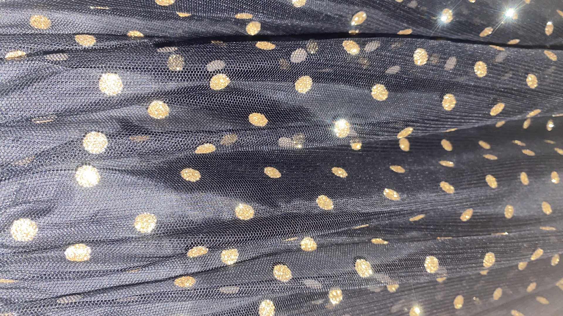 Photo 1 of WOMENS CALVIN KLEIN BLACK WITH TULE & GOLD POLKA DOTS DRESS SIZE 12