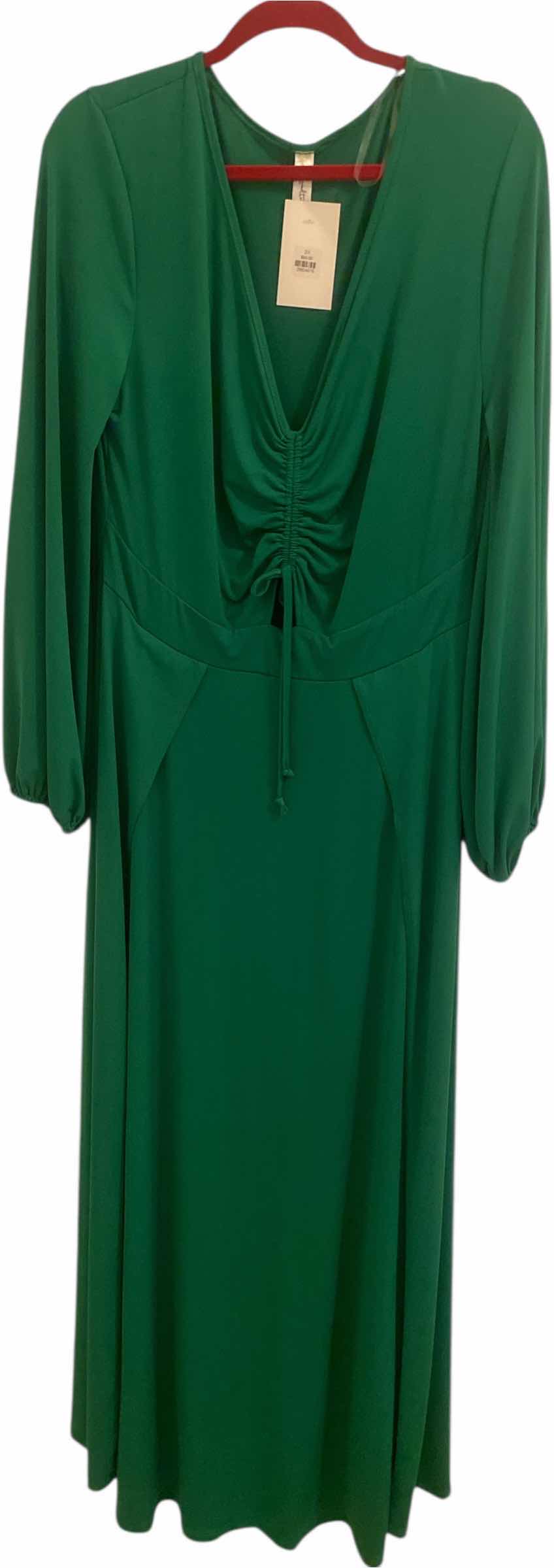 Photo 1 of NEW WOMENS GREEN JERSEY MAXI DRESS SIZE 2XL $89.00