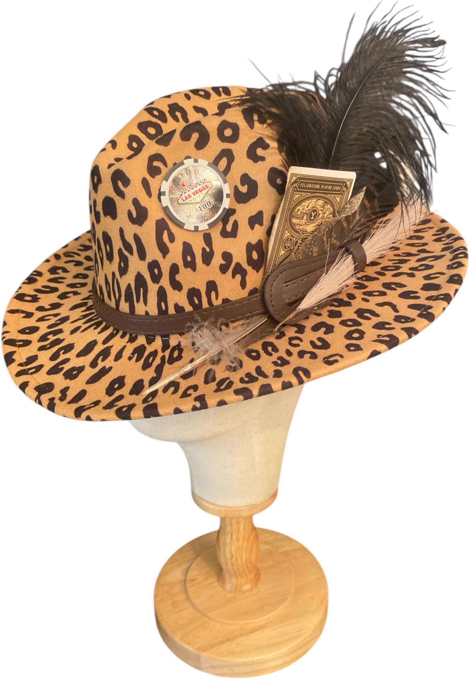 Photo 1 of $150 CUSTOM DECORATED SHORT BRIM FEDORA WITH INTERIOR RIBBON TO ADJUST FIT
