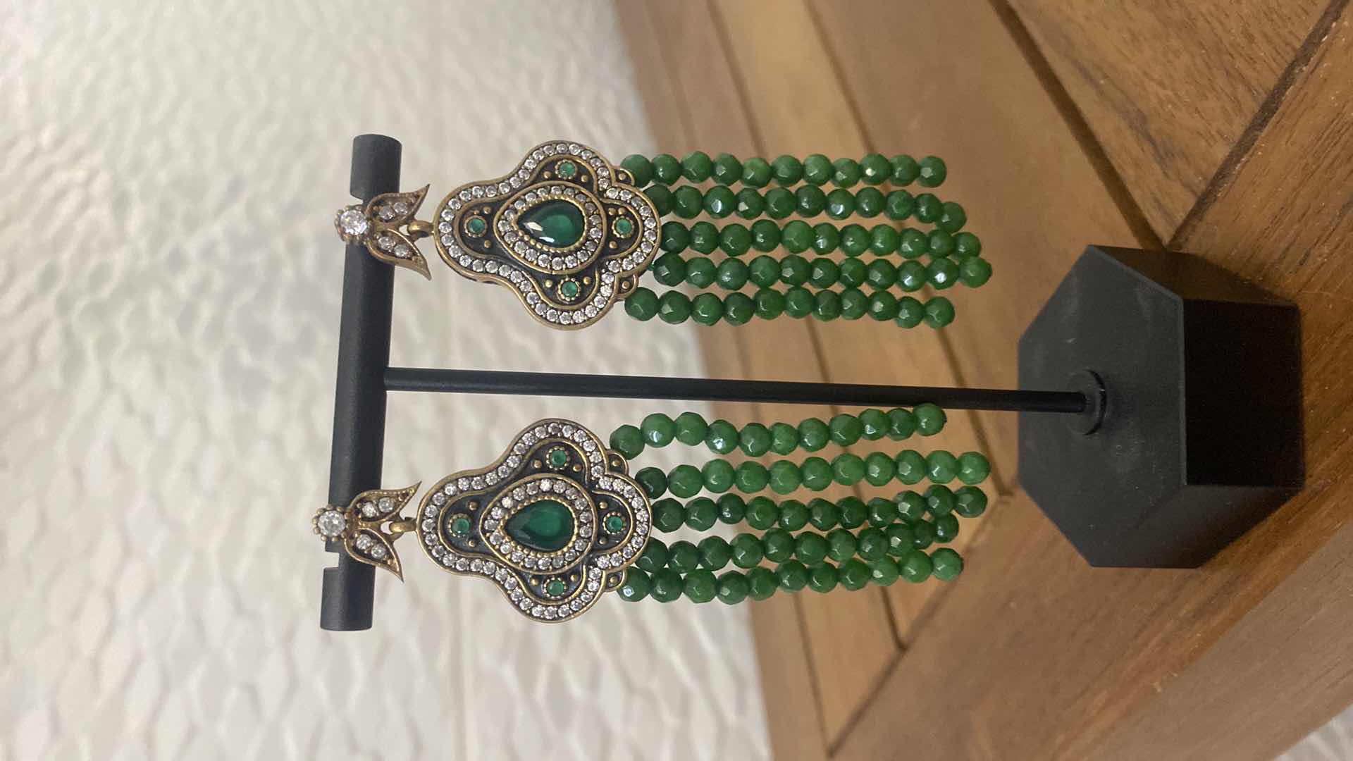 Photo 1 of VINTAGE GREEN CHANDELIER STATEMENT EARRINGS (STAND NOT INCLUDED)