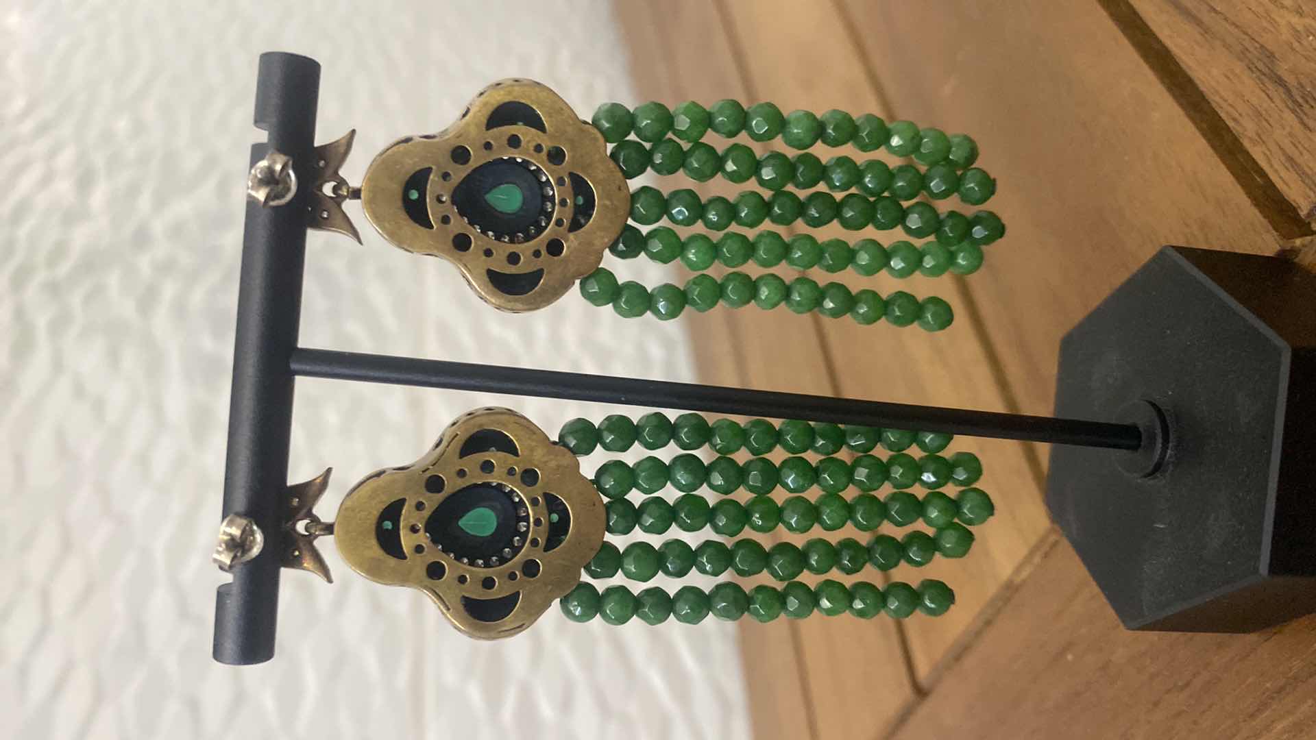 Photo 1 of VINTAGE GREEN CHANDELIER STATEMENT EARRINGS (STAND NOT INCLUDED)