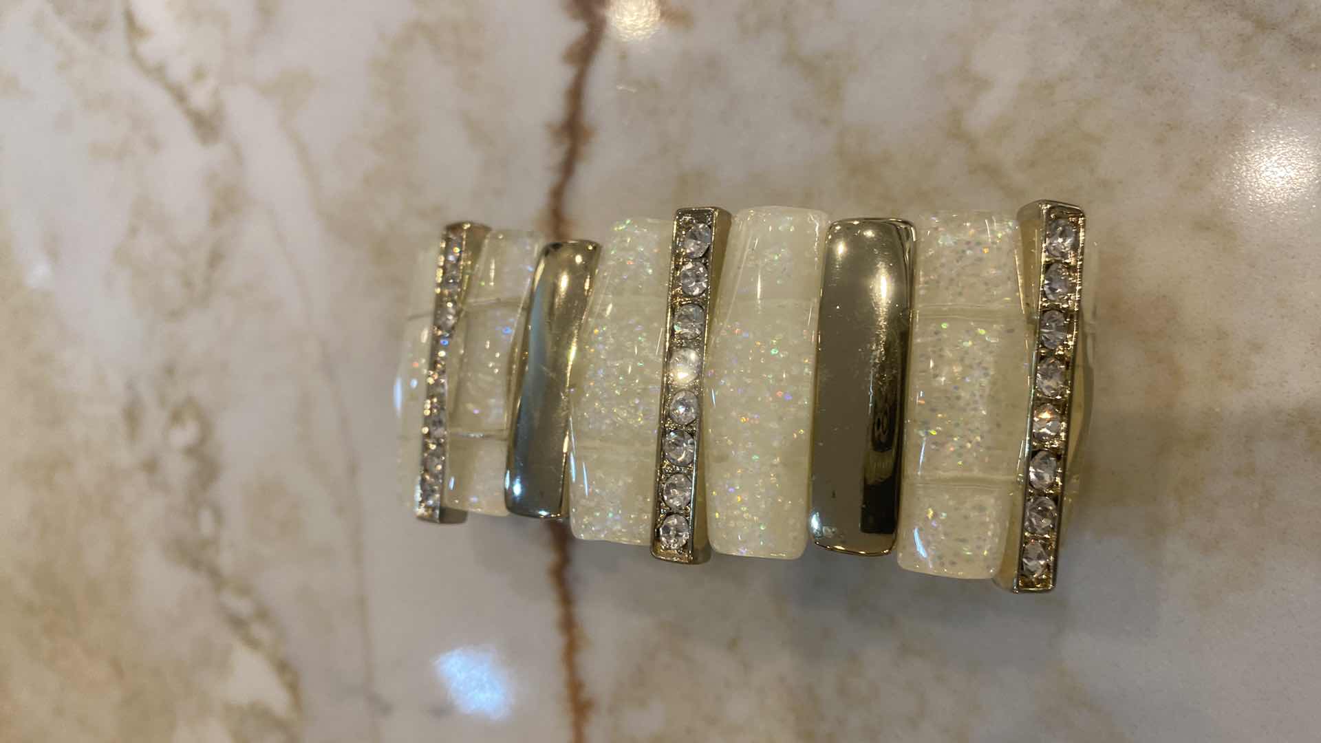 Photo 1 of NATASHA BANGLE BRACELET & UNMARKED BEIGE & GOLD STRETCH BRACELET