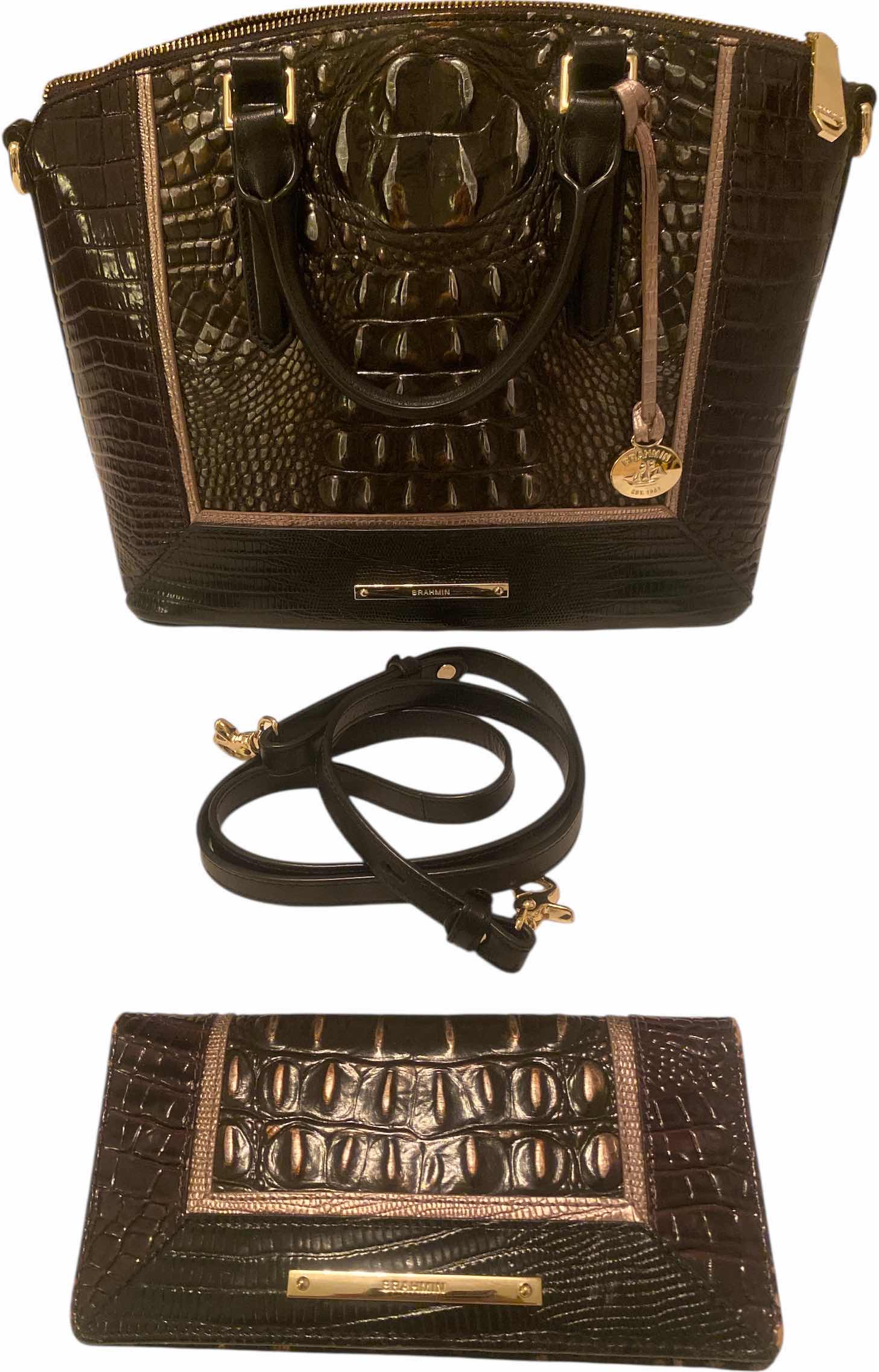 Photo 1 of BRAHMIN DUAL CARRY DUXBURY LEATHER SATCHEL IN IRONWOOD ALZETTE  11” X 4 1/2” H10” & LONG CREDIT CARD WALLET WITH DUST BAG