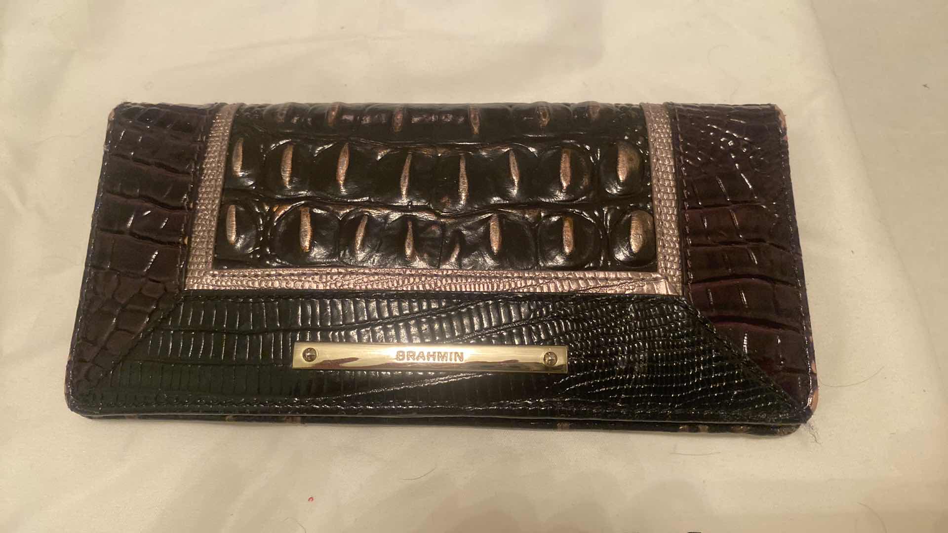 Photo 1 of BRAHMIN DUAL CARRY DUXBURY LEATHER SATCHEL IN IRONWOOD ALZETTE  11” X 4 1/2” H10” & LONG CREDIT CARD WALLET WITH DUST BAG