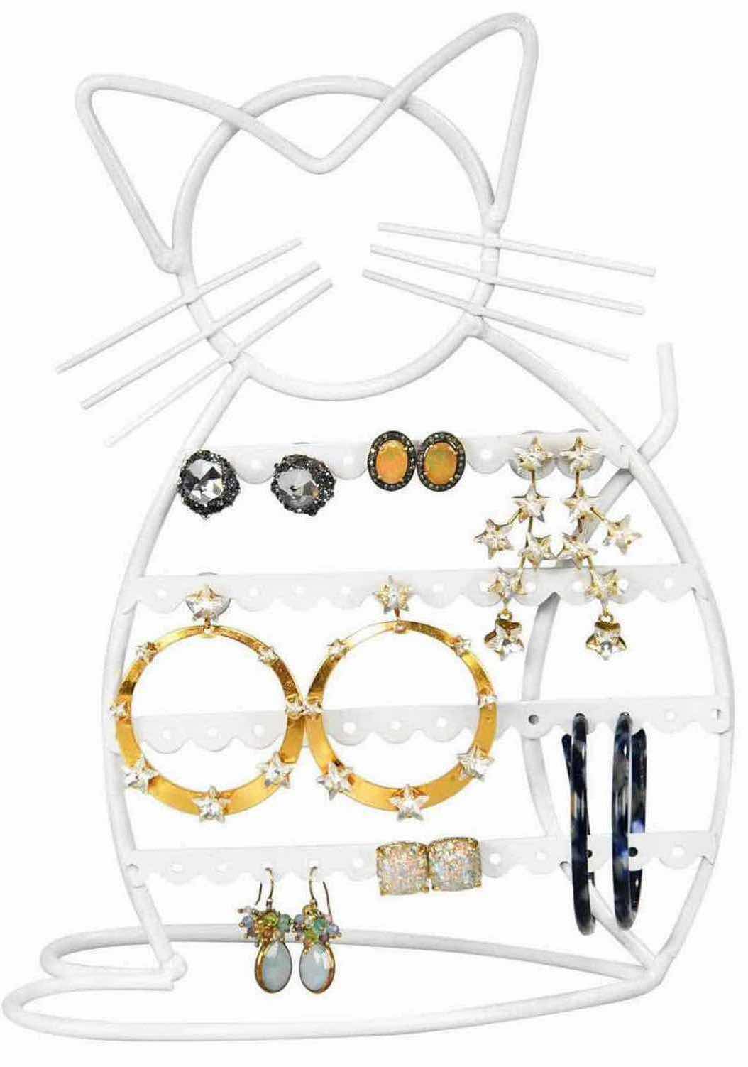 Photo 1 of NEW CASE OF ARAD CAT-SHAPED EARRING HOLDER/ORGANIZER DISPLAY, WHITE (16 PCS/CASE)