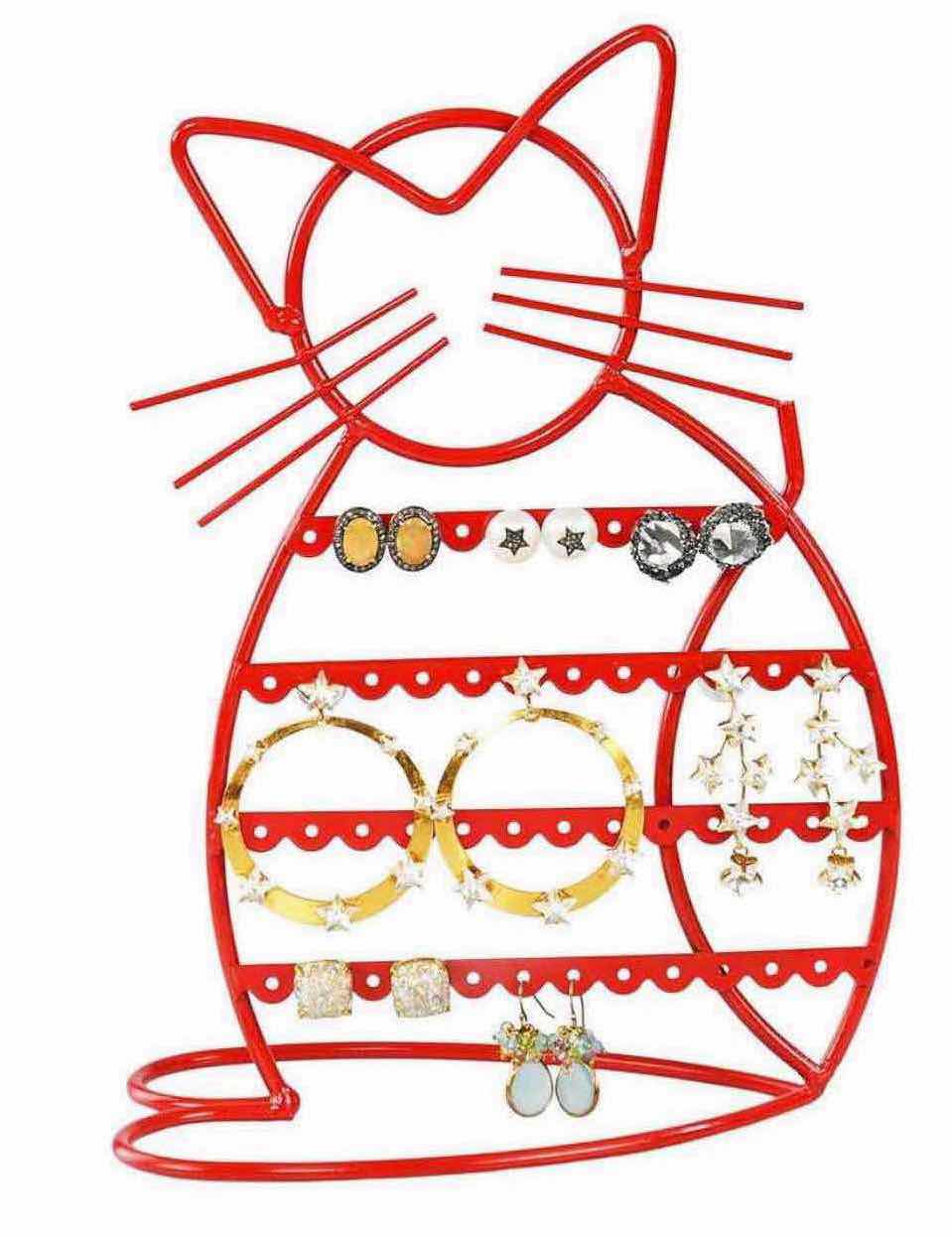 Photo 1 of NEW CASE OF ARAD CAT-SHAPED EARRING HOLDER/ORGANIZER DISPLAY, RED (16 PCS/CASE)