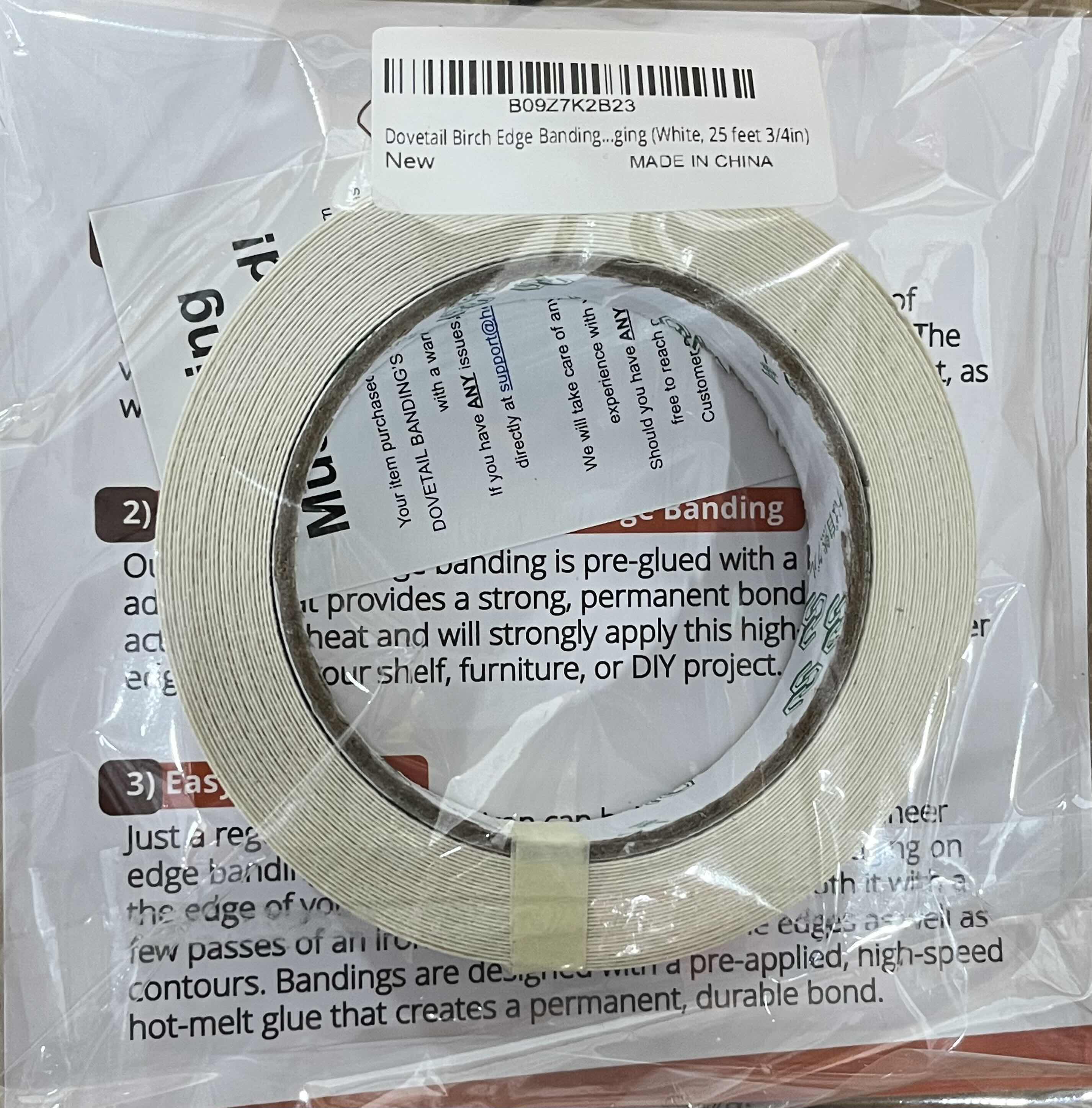 Photo 1 of NEW CASE OF DOVETAIL WHITE VENEER IRON ON BANDING TAPE ROLLS 0.75” X 25’ (60PCS PER CASE)