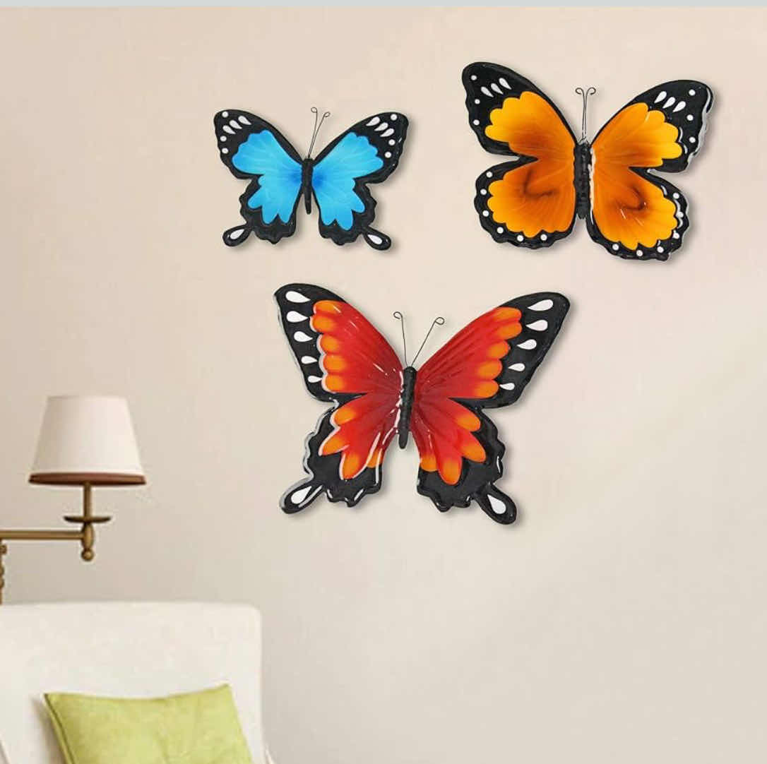 Photo 2 of NEW CASE OF COLORFUL METAL BUTTERFLY WALL ART SET OF 3 (12 SETS PER CASE)