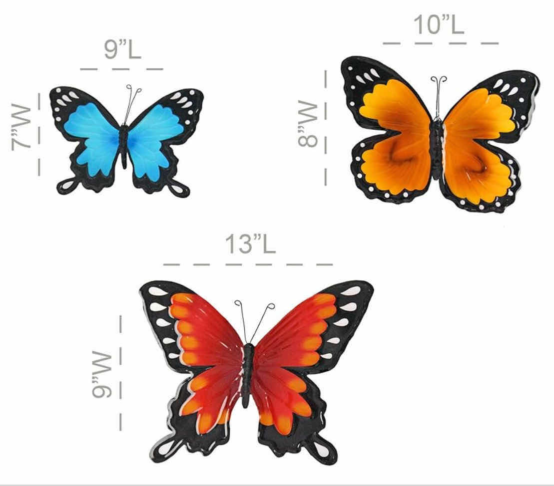 Photo 1 of NEW CASE OF COLORFUL METAL BUTTERFLY WALL ART SET OF 3 (12 SETS PER CASE)