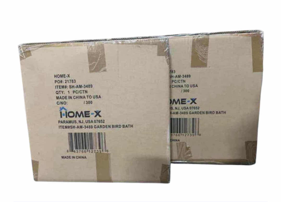 Photo 1 of NEW 2-PACK HOME-X GREEN POLY RESIN GARDEN BIRD BATH W PEDESTAL 20.5” X H27.5”