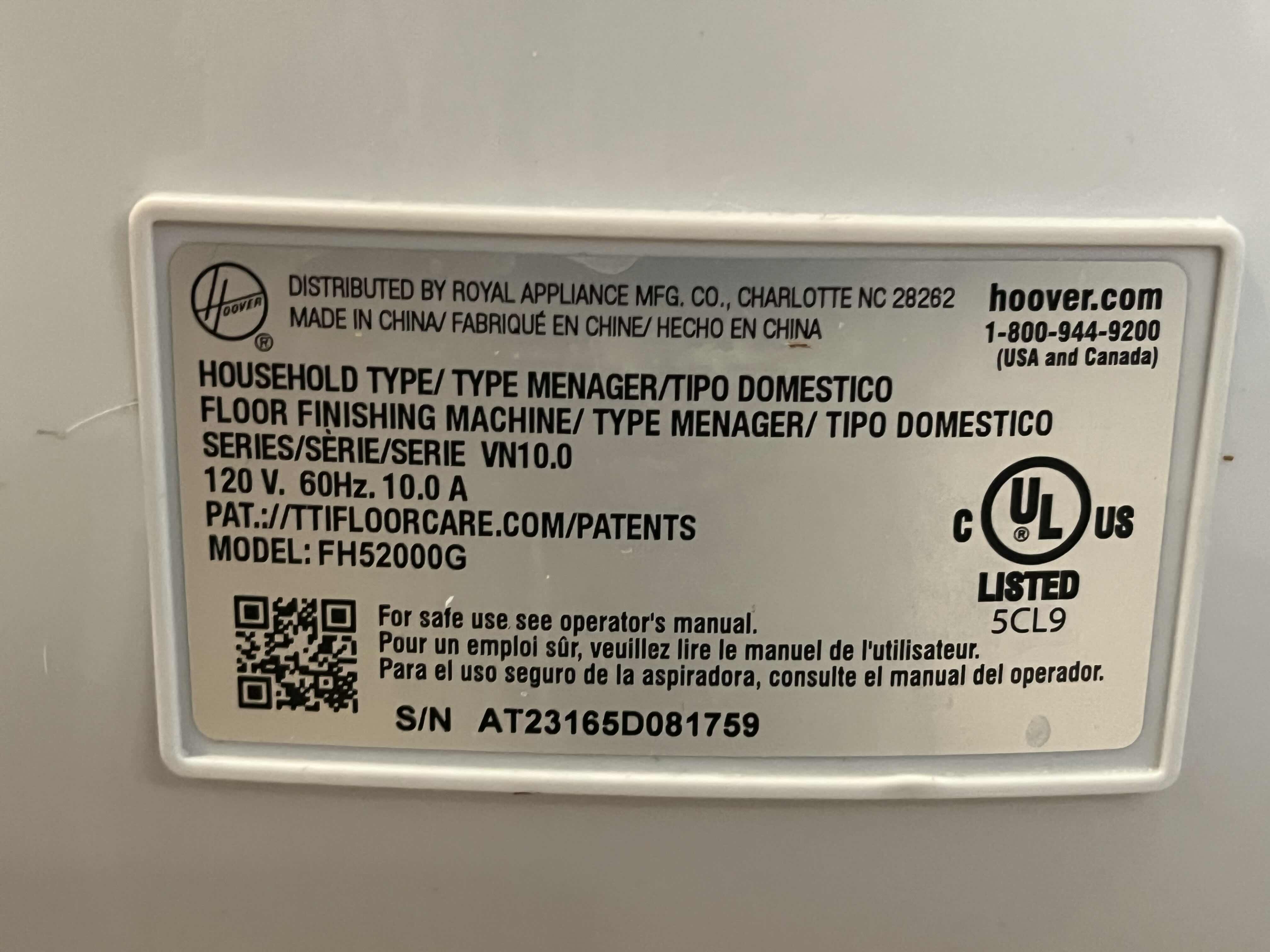 Photo 5 of HOOVER SMART-WASH UPRIGHT CARPET CLEANER W HOSE KIT FH52000G