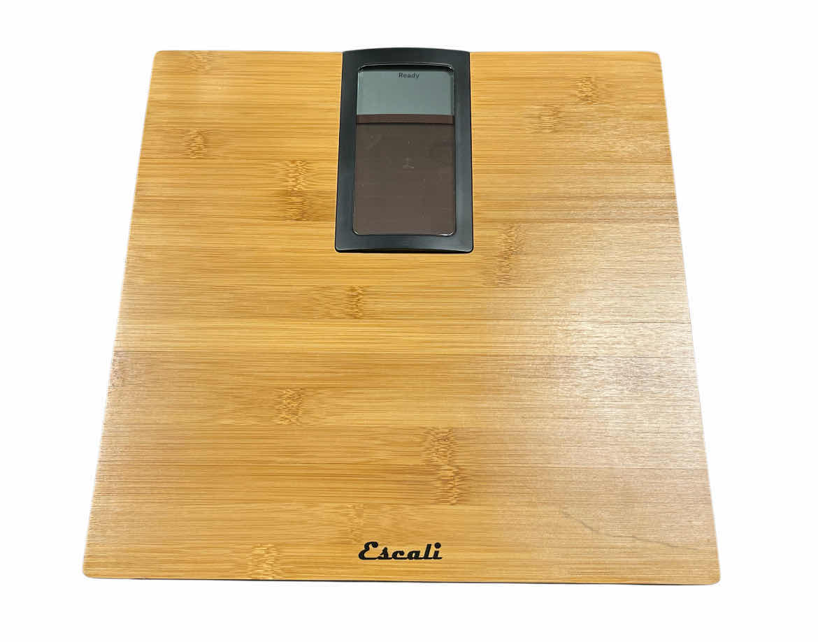 Photo 1 of ESCALI SOLAR POWERED BAMBOO BODY WEIGHT SCALE 400LBS CAP ECO180