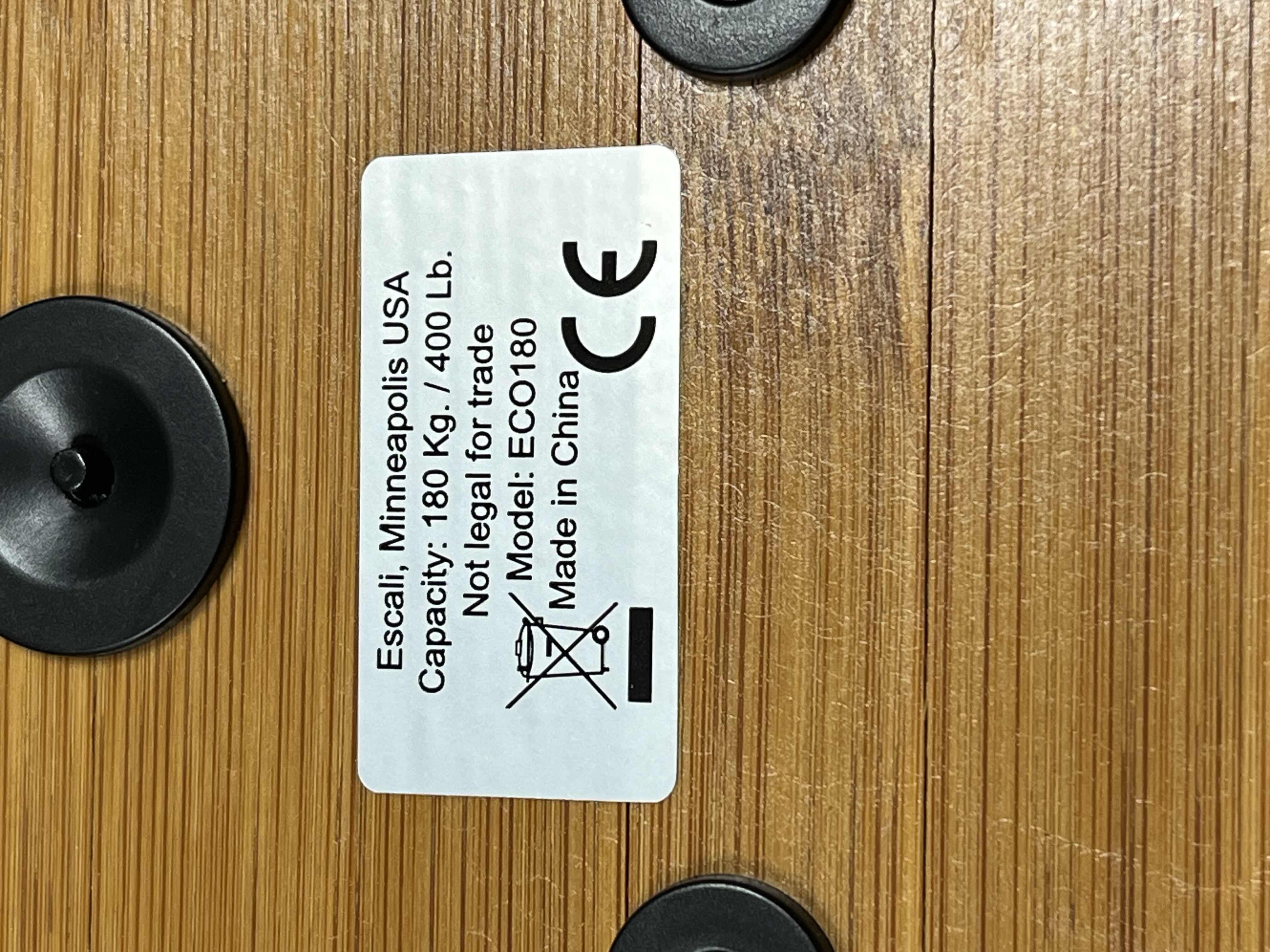 Photo 1 of ESCALI SOLAR POWERED BAMBOO BODY WEIGHT SCALE 400LBS CAP ECO180