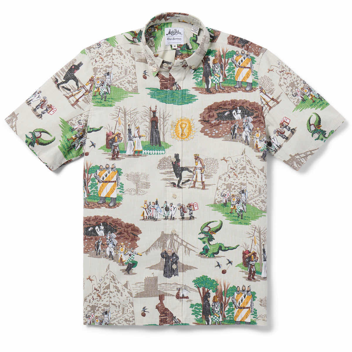Photo 1 of MONTY PYTHON & THE HOLY GRAIL REYN SPOONER CLASSIC BUTTON UP SHIRT MENS 2XL