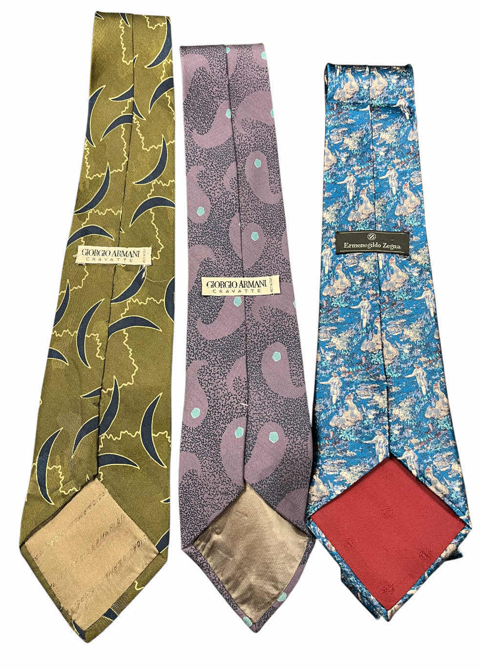 Photo 1 of GIORGIO ARMANI CRAVATTE SILK TIES (2) & ERMENEGILDO ZEGNA SILK TIE