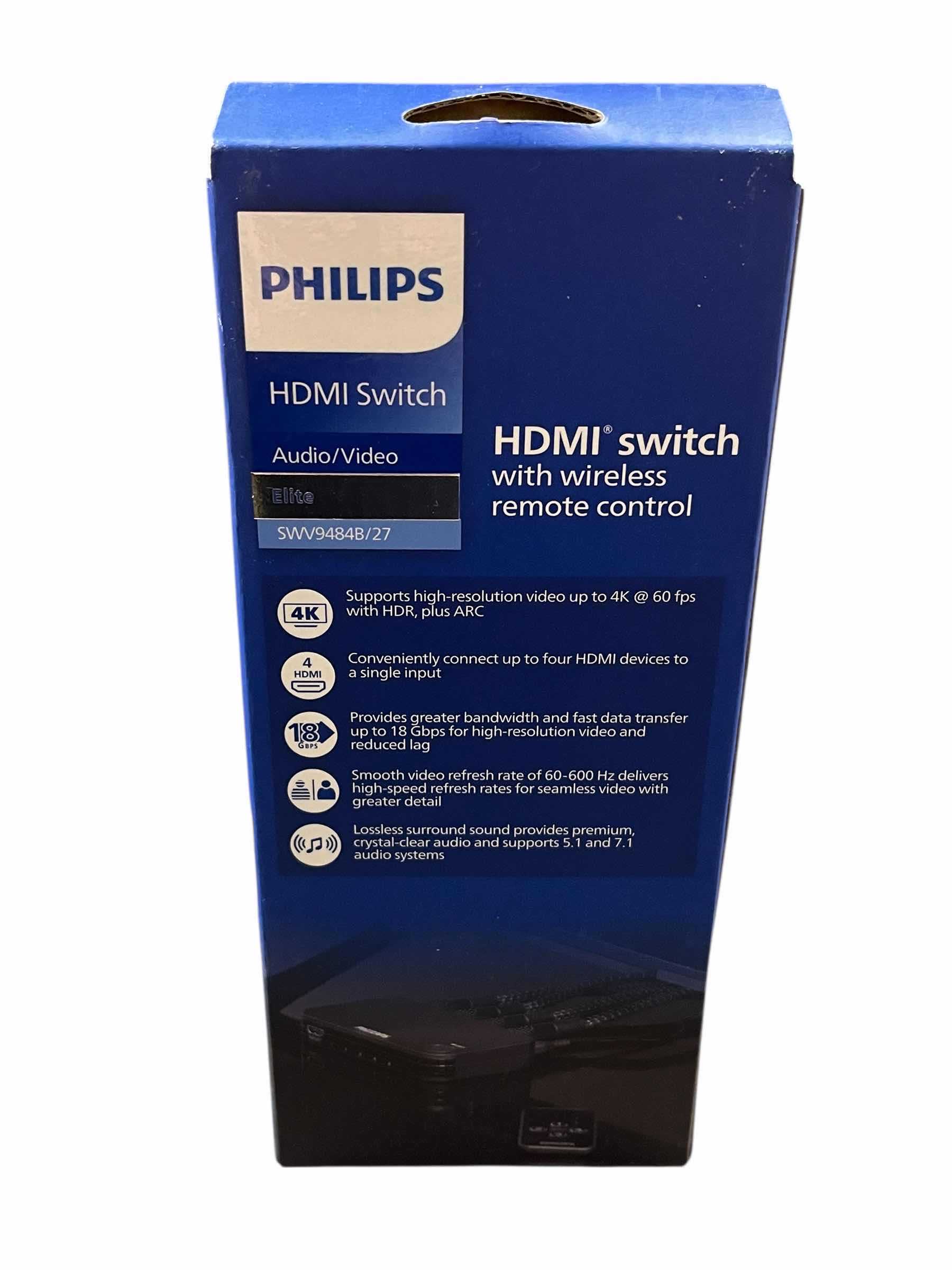 Photo 1 of PHILIPS ELITE 4K HDMI SWITCH W WIRELESS REMOTE