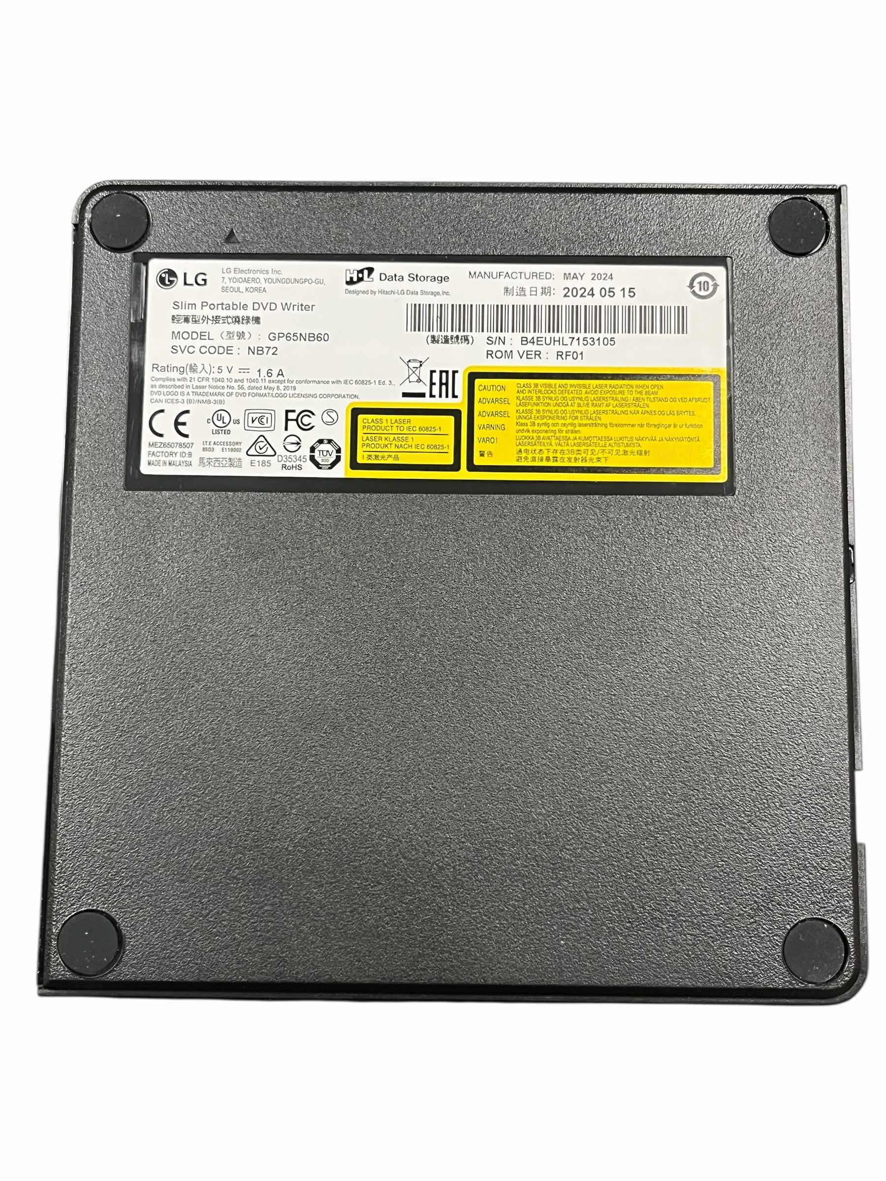 Photo 1 of LG SLIM PORTABLE DVD WRITER GP65NB60