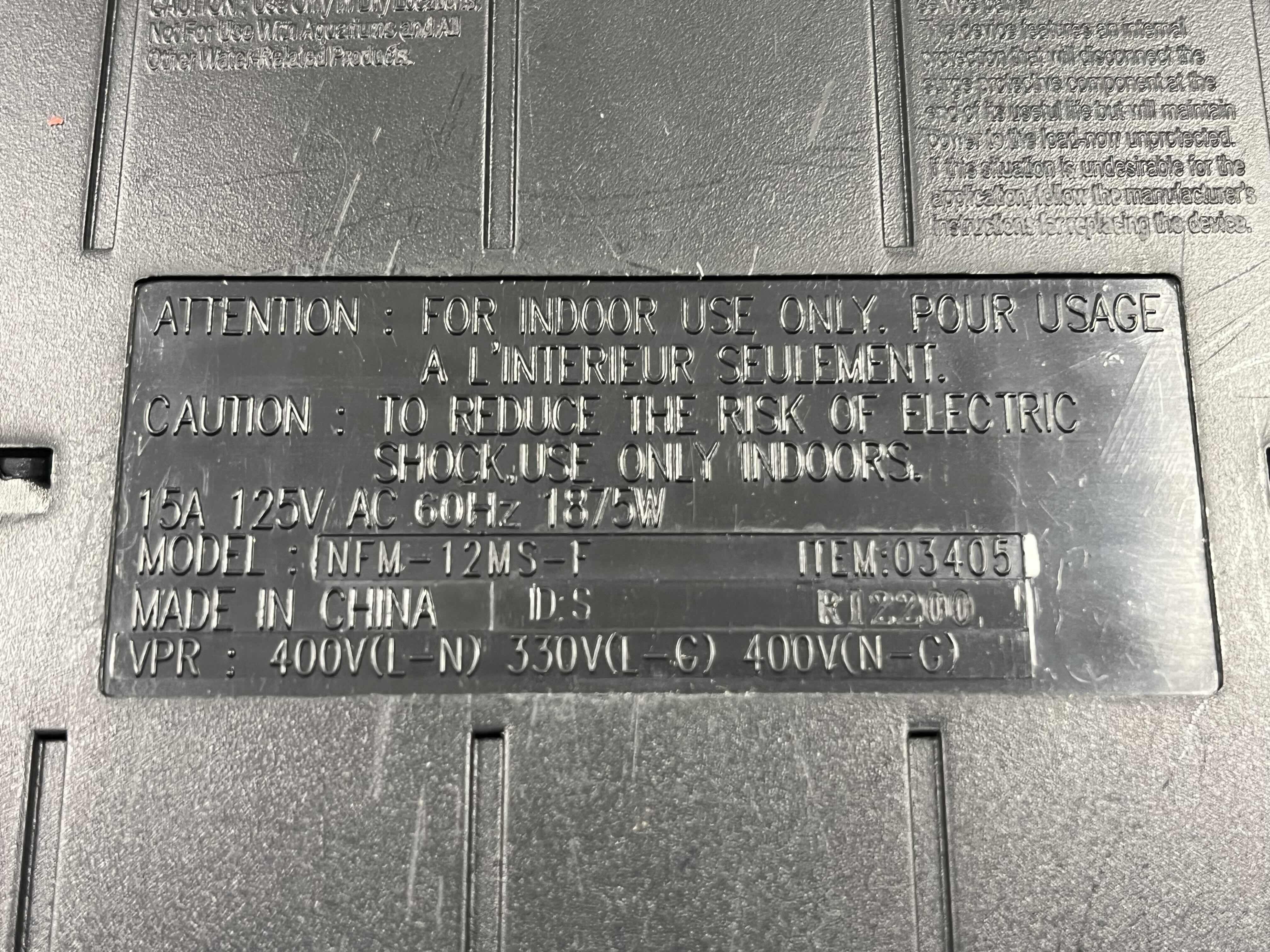 Photo 1 of INLAND 8 OUTLET SURGE PROTECTOR NFM-12MS-F