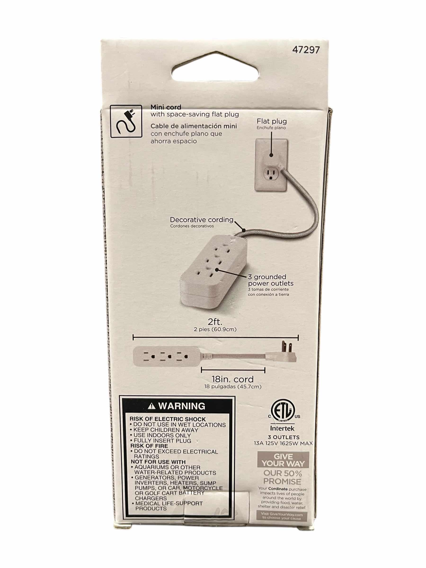 Photo 1 of CORDINATE 3 OUTLET MINI POWER STRIP W 6 OUTLET POWER STRIPS (2)