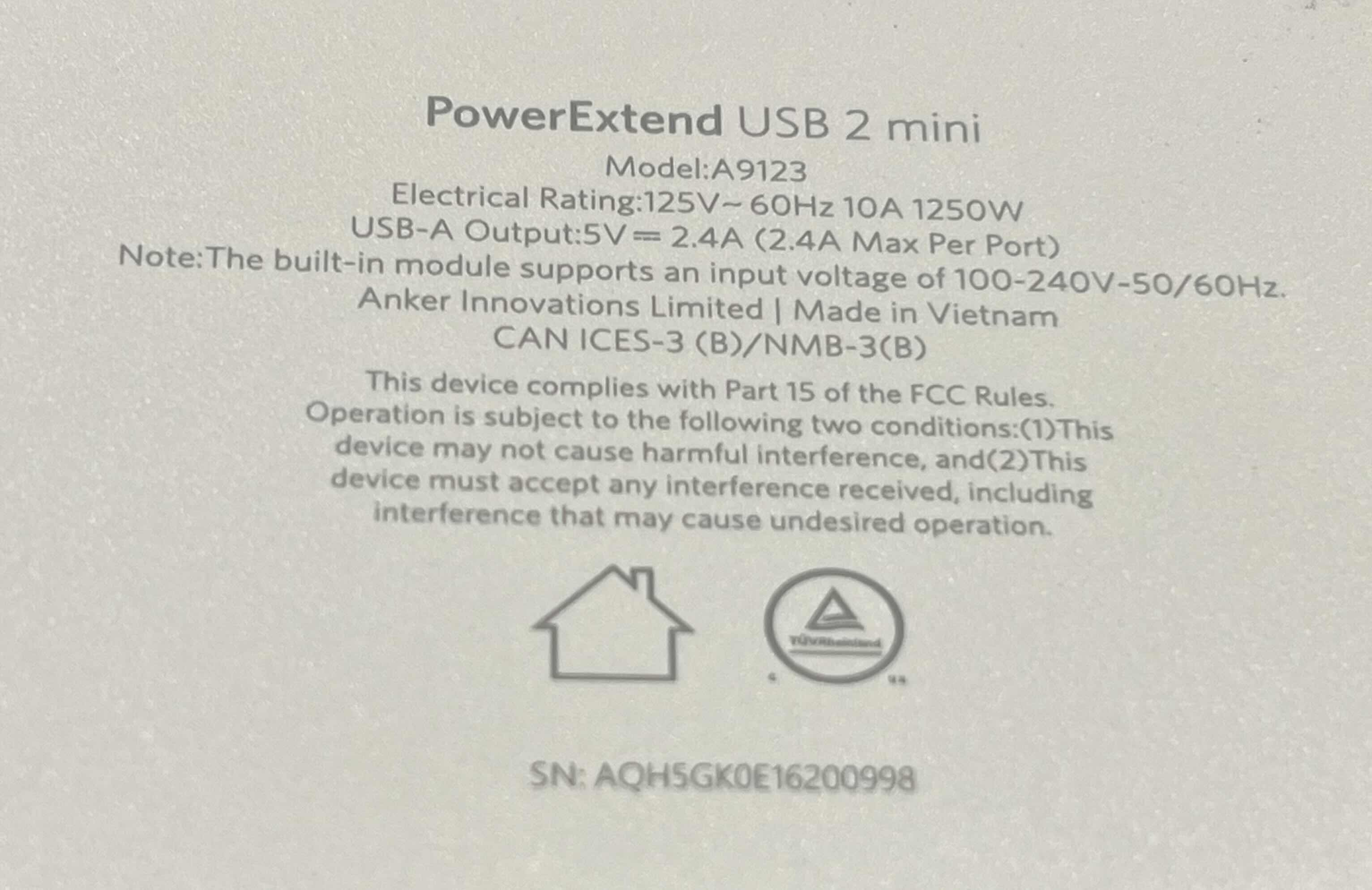 Photo 3 of ANKER POWER EXTEND 2 USB 2 OUTLET MINI POWER STRIP A9123