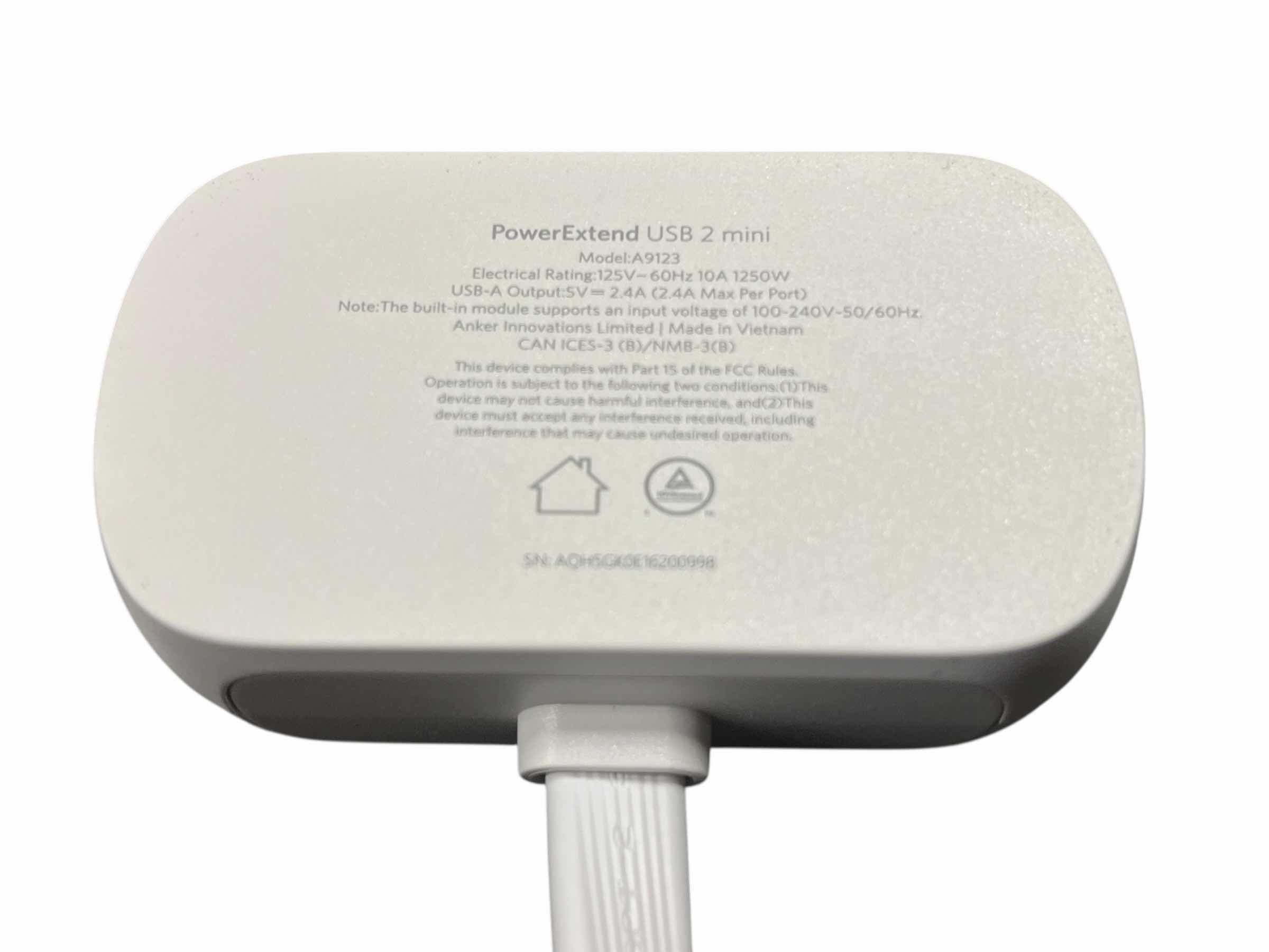 Photo 2 of ANKER POWER EXTEND 2 USB 2 OUTLET MINI POWER STRIP A9123