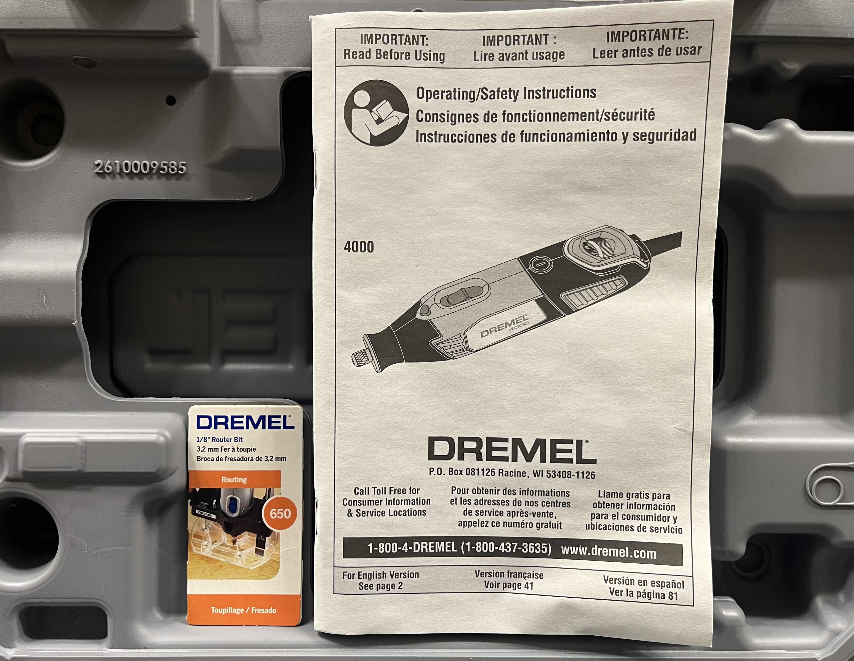 Photo 3 of DREMEL 4000 SERIES 1.6AMP VARIABLE SPEED CORDED ROTARY TOOL KIT W CASE