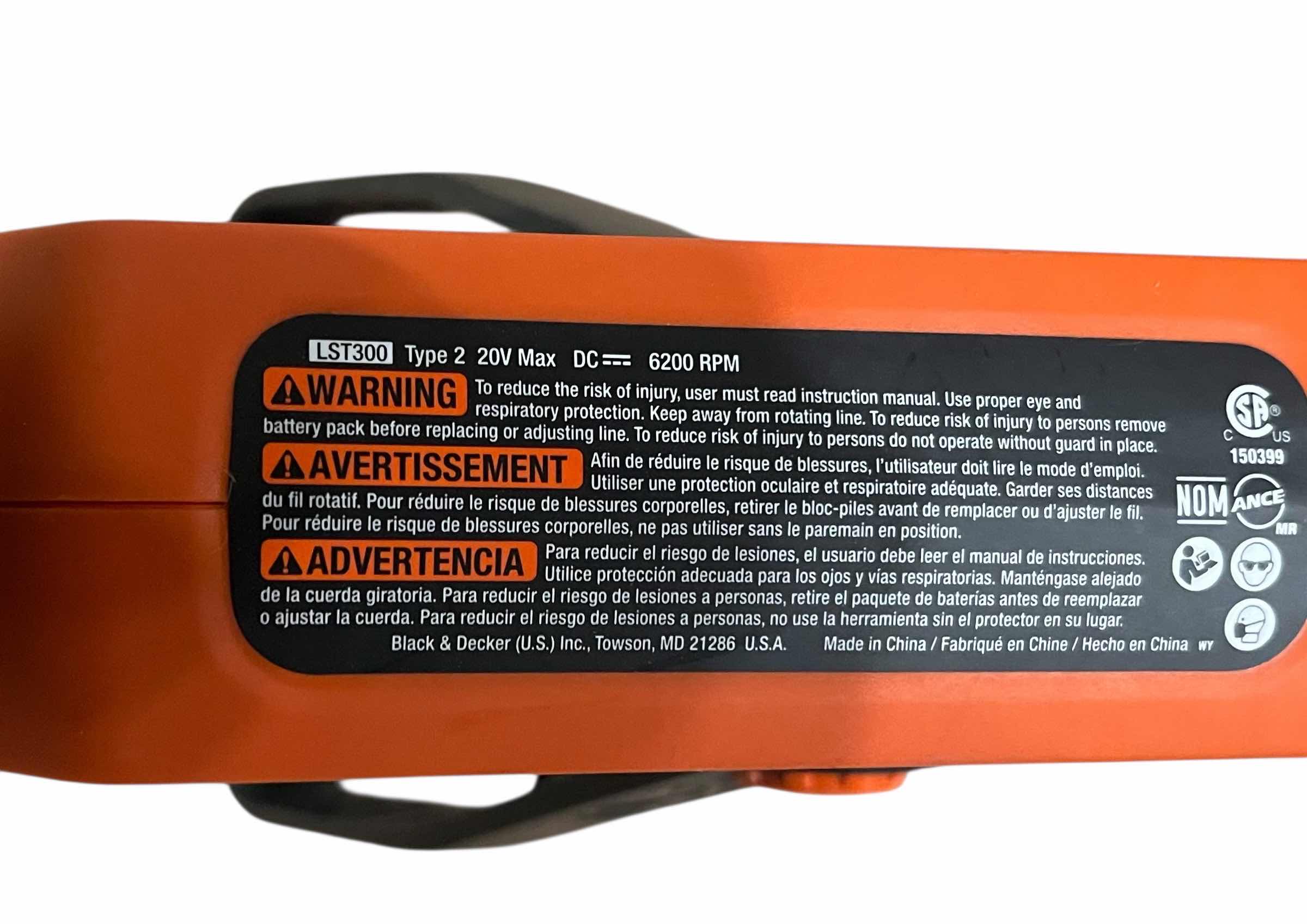 Photo 1 of BLACK & DECKER 20VOLT STRING TRIMMER/LAWN EDGER LST300 W 20VOLT BATTERY