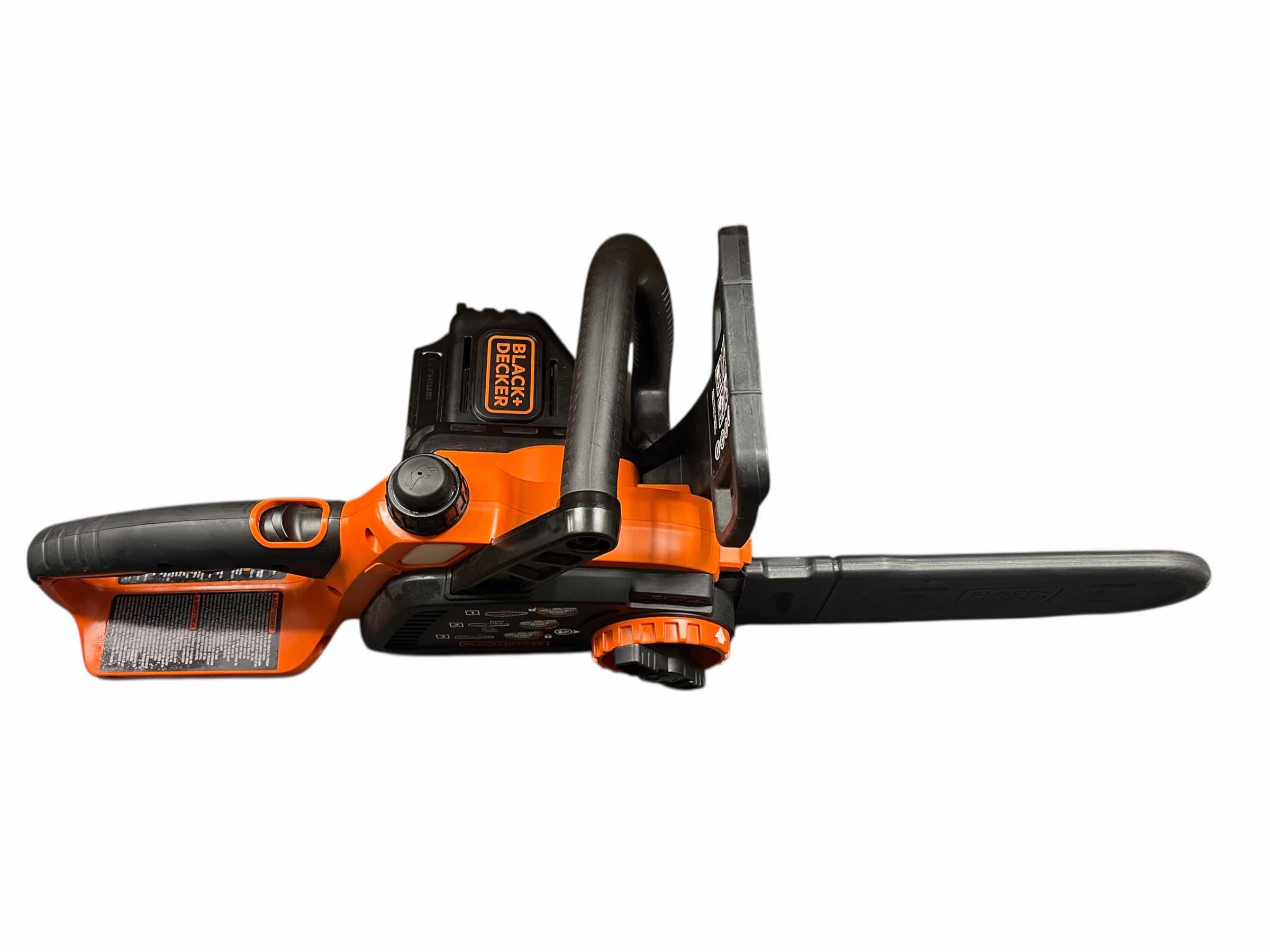 Photo 1 of BLACK & DECKER 10” 20VOLT MAX ELECTRIC CHAINSAW W 20VOLT BATTERY LCS1020