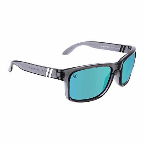 Photo 2 of BLENDERS EYEWEAR CANYON UV PROTECTION GLOSS CRYSTAL GREY FRAME & BLUE POLARIZED SUNGLASSES W BLUE PALM TREE CASE (UNISEX)
