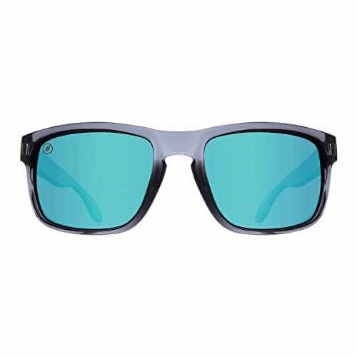 Photo 4 of BLENDERS EYEWEAR CANYON UV PROTECTION GLOSS CRYSTAL GREY FRAME & BLUE POLARIZED SUNGLASSES W BLUE PALM TREE CASE (UNISEX)