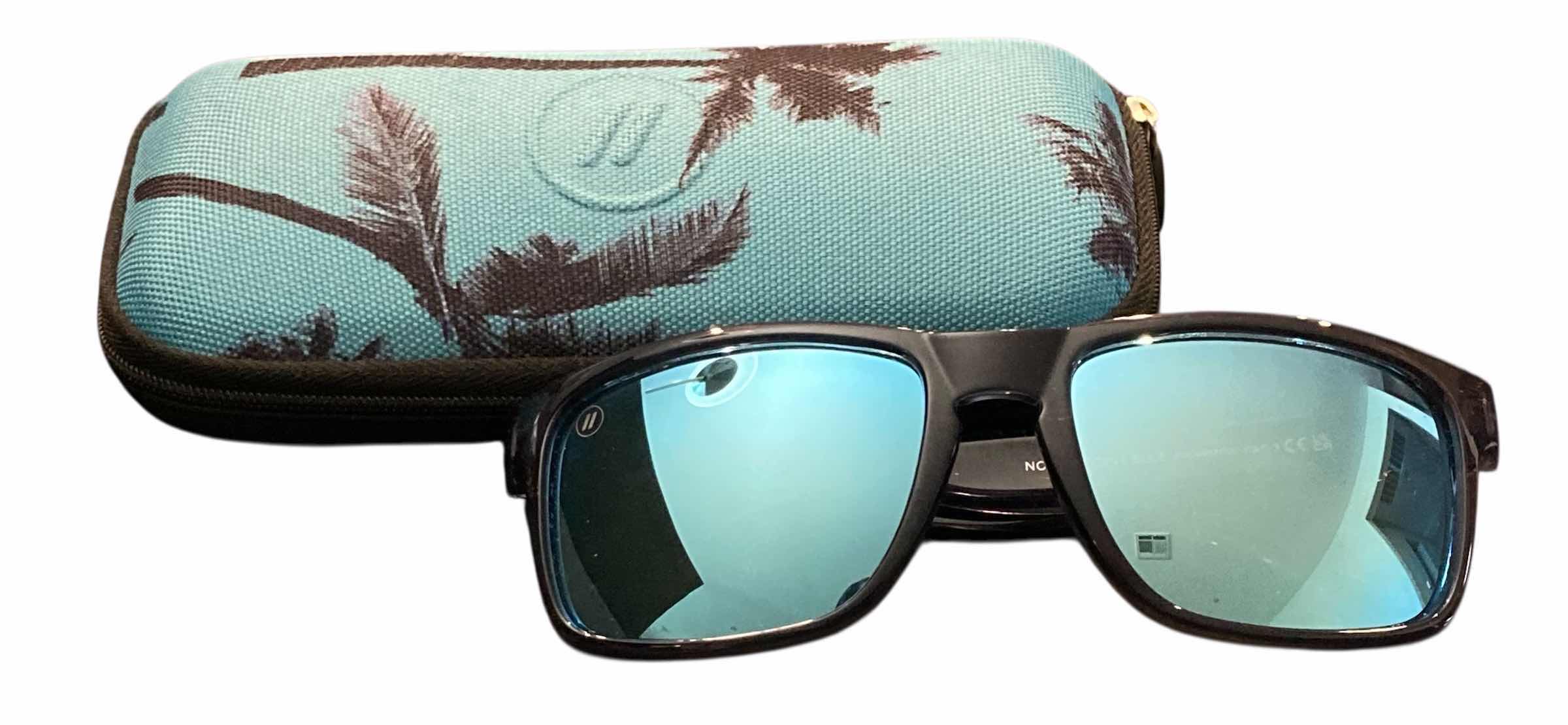 Photo 1 of BLENDERS EYEWEAR CANYON UV PROTECTION GLOSS CRYSTAL GREY FRAME & BLUE POLARIZED SUNGLASSES W BLUE PALM TREE CASE (UNISEX)