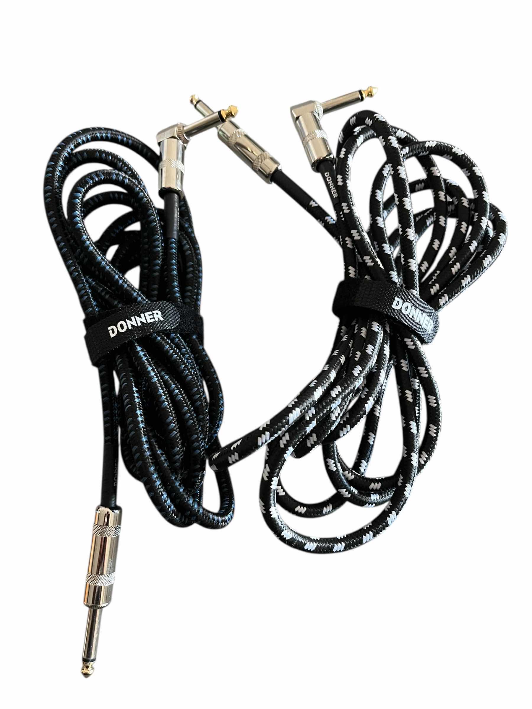 Photo 1 of DONNER 10’ RIGHT TO STRAIGHT ANGLE GUITAR INSTRUMENTAL CABLE (2)