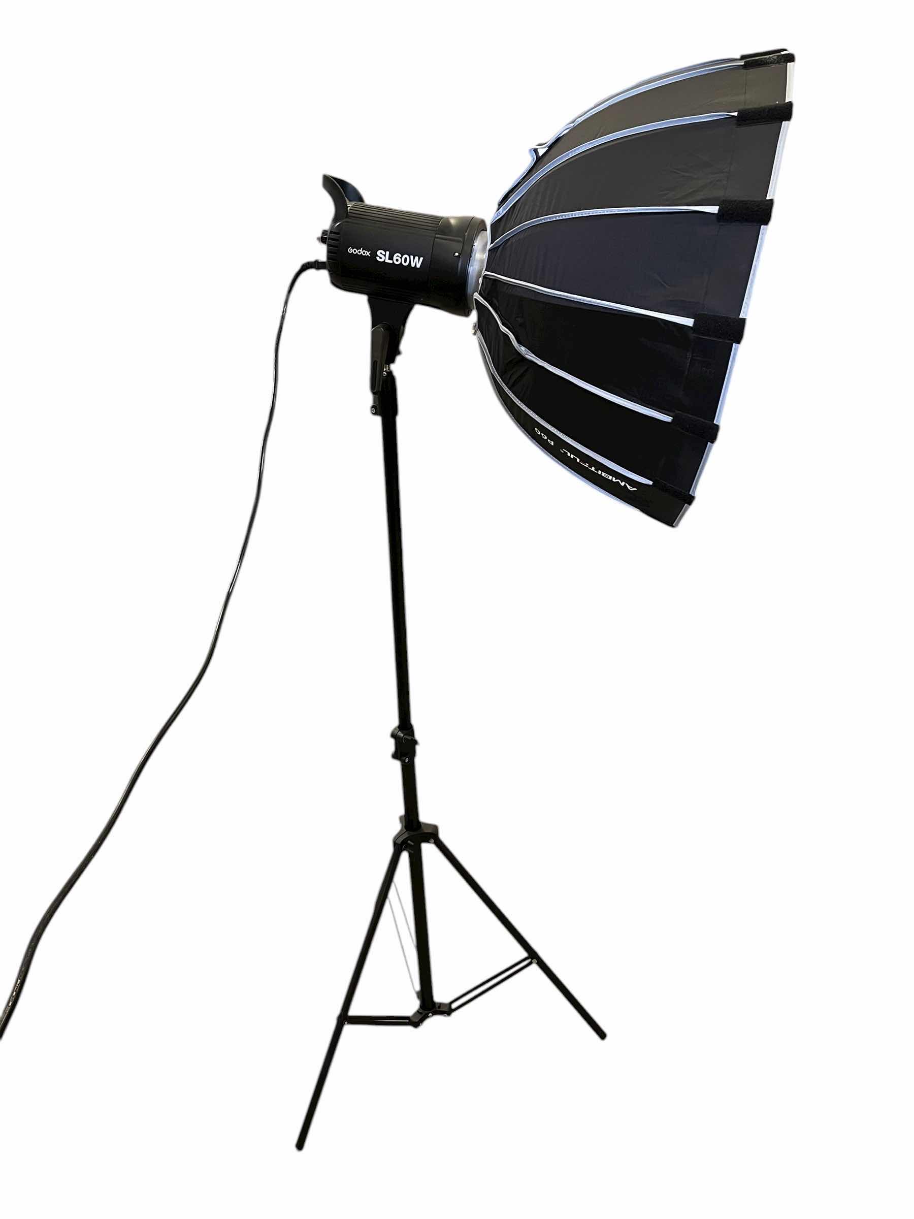 Photo 1 of GODOX SL60W AMBITFUL P60 WHITE LED PHOTOGRAPHY LIGHT W ADJUSTABLE STAND