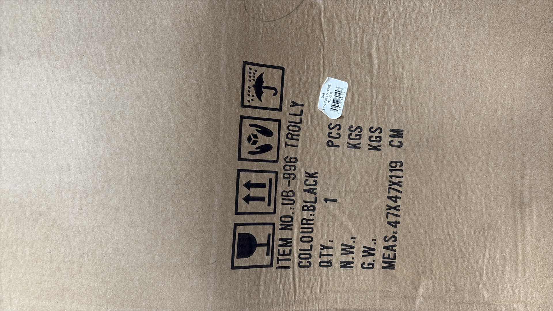 Photo 2 of SALON EQUIPMENT FACTORY CABINET BLACK WITH SILVER FINISH 16”X16”H45”