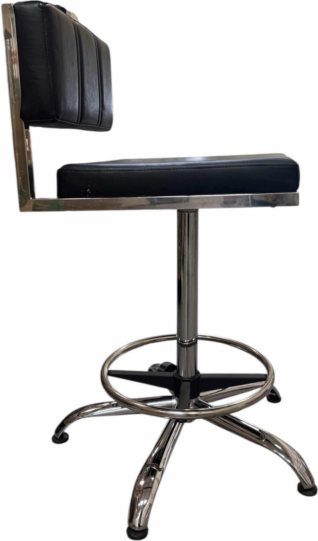 Photo 2 of SALON EQUIPMENT BLACK LEATHER CHROME FRAME SALON CHAIR 4-PACK 16” X 20” X H37”