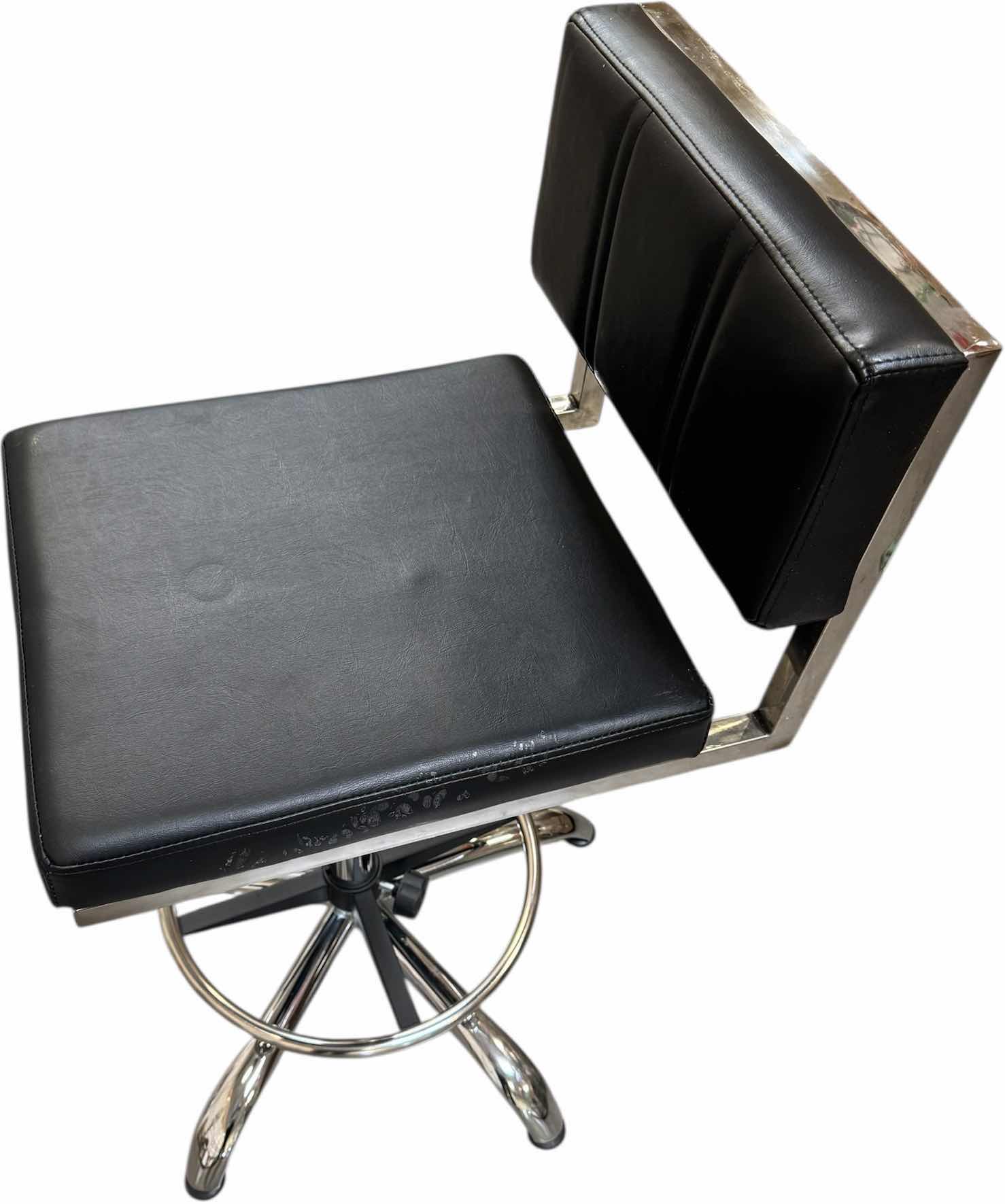 Photo 3 of SALON EQUIPMENT BLACK LEATHER CHROME FRAME SALON CHAIR 4-PACK 16” X 20” X H37”