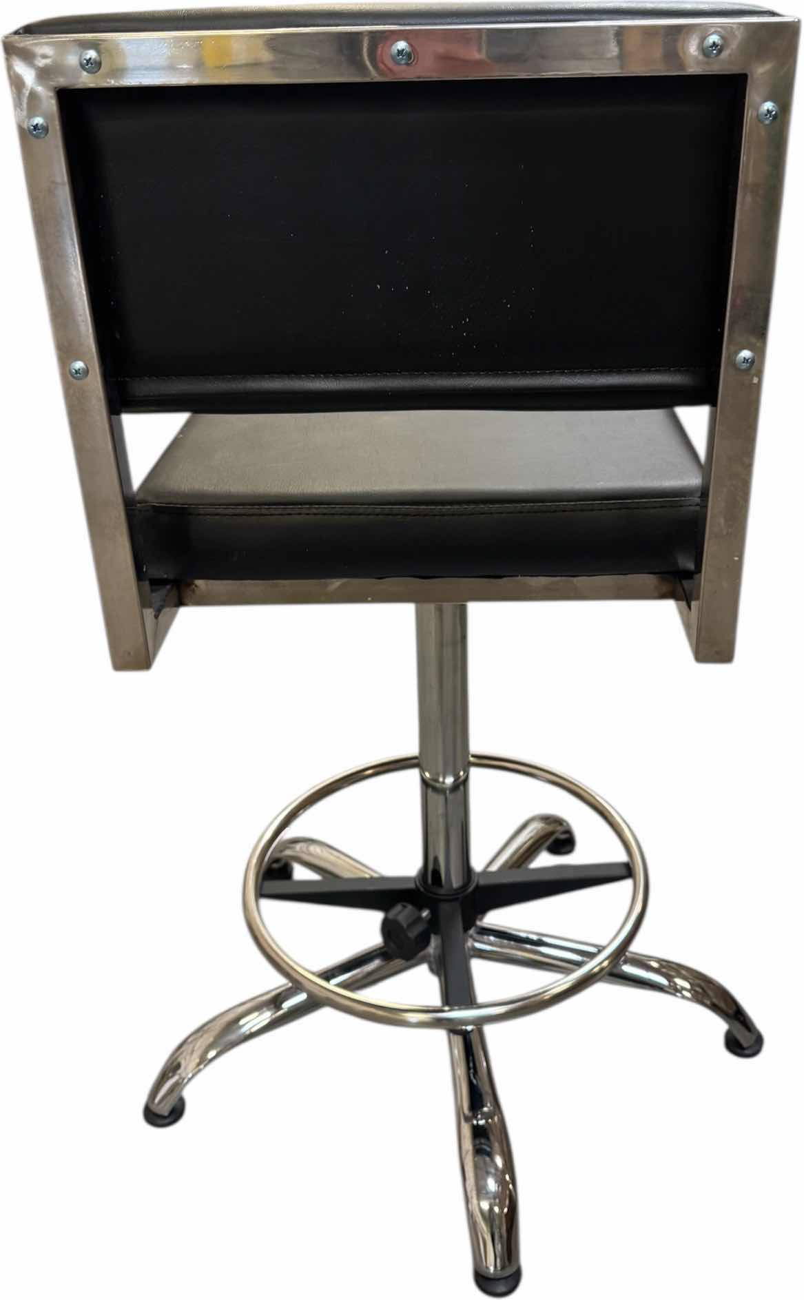 Photo 4 of SALON EQUIPMENT BLACK LEATHER CHROME FRAME SALON CHAIR 4-PACK 16” X 20” X H37”