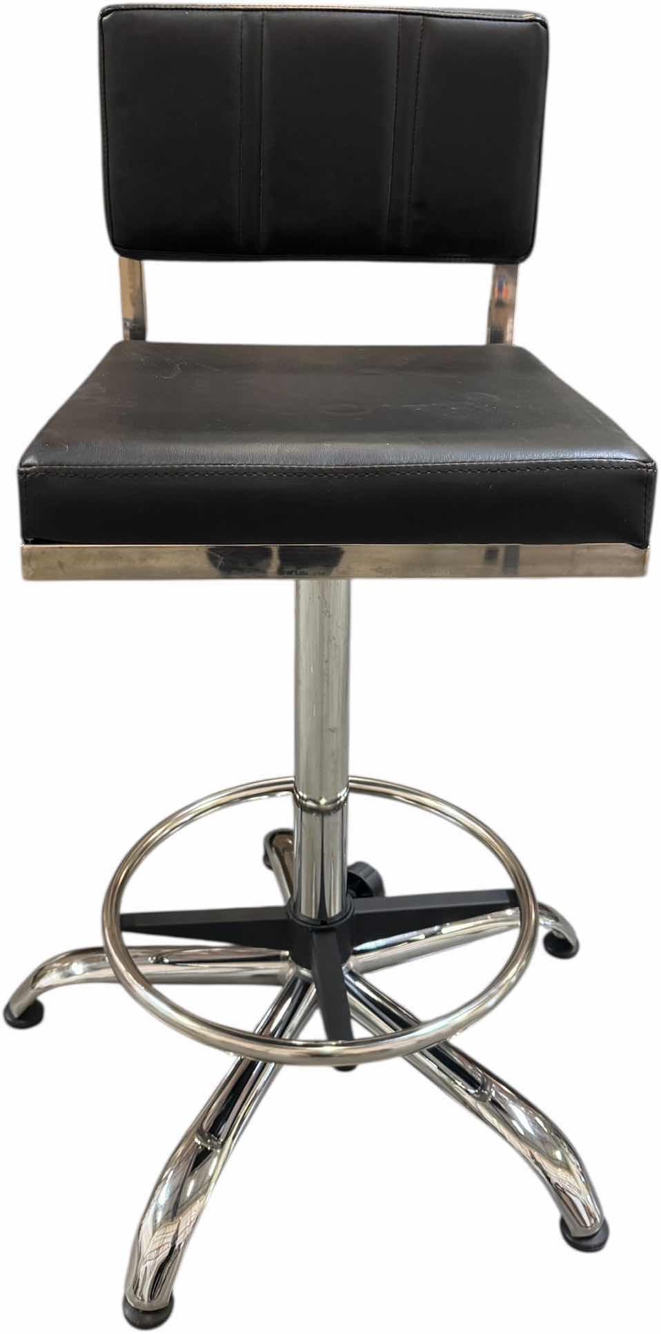 Photo 1 of SALON EQUIPMENT BLACK LEATHER CHROME FRAME SALON CHAIR 4-PACK 16” X 20” X H37”