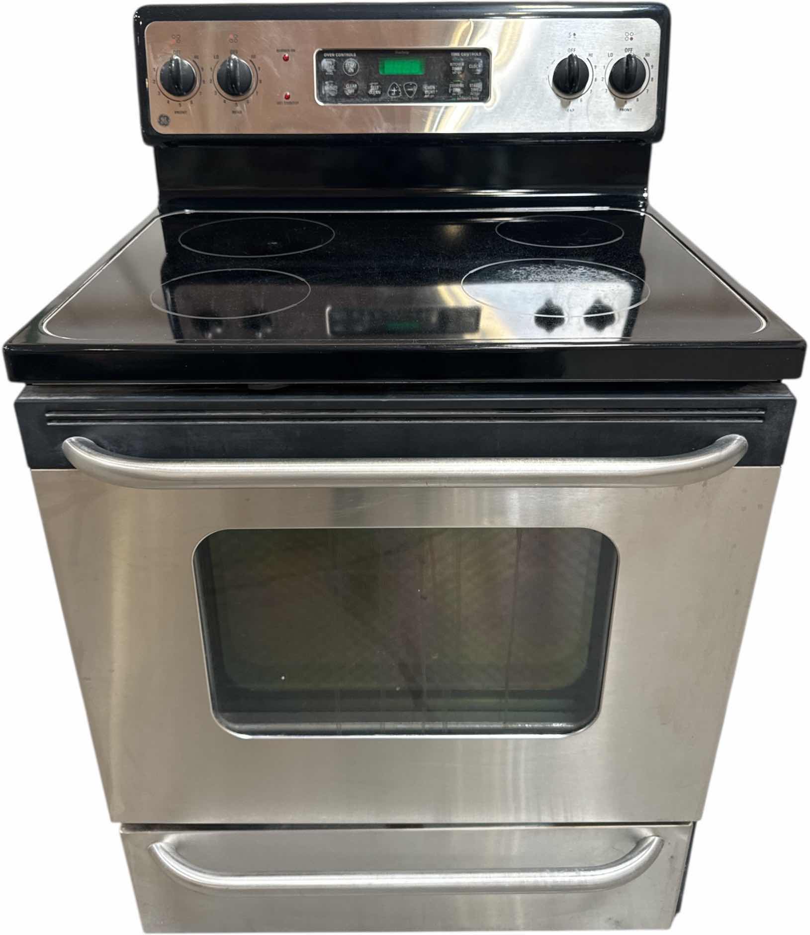 Photo 1 of GENERAL ELECTRIC STAINLESS STEEL ELECTRIC STOVE JBP66SOH2SS BLACK 30” X 25” X H47”