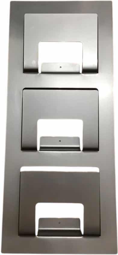 Photo 1 of IKEA SPONTAN MAGAZINE RACK. 3- TIER WALL MOUNT METAL 13” X H31”