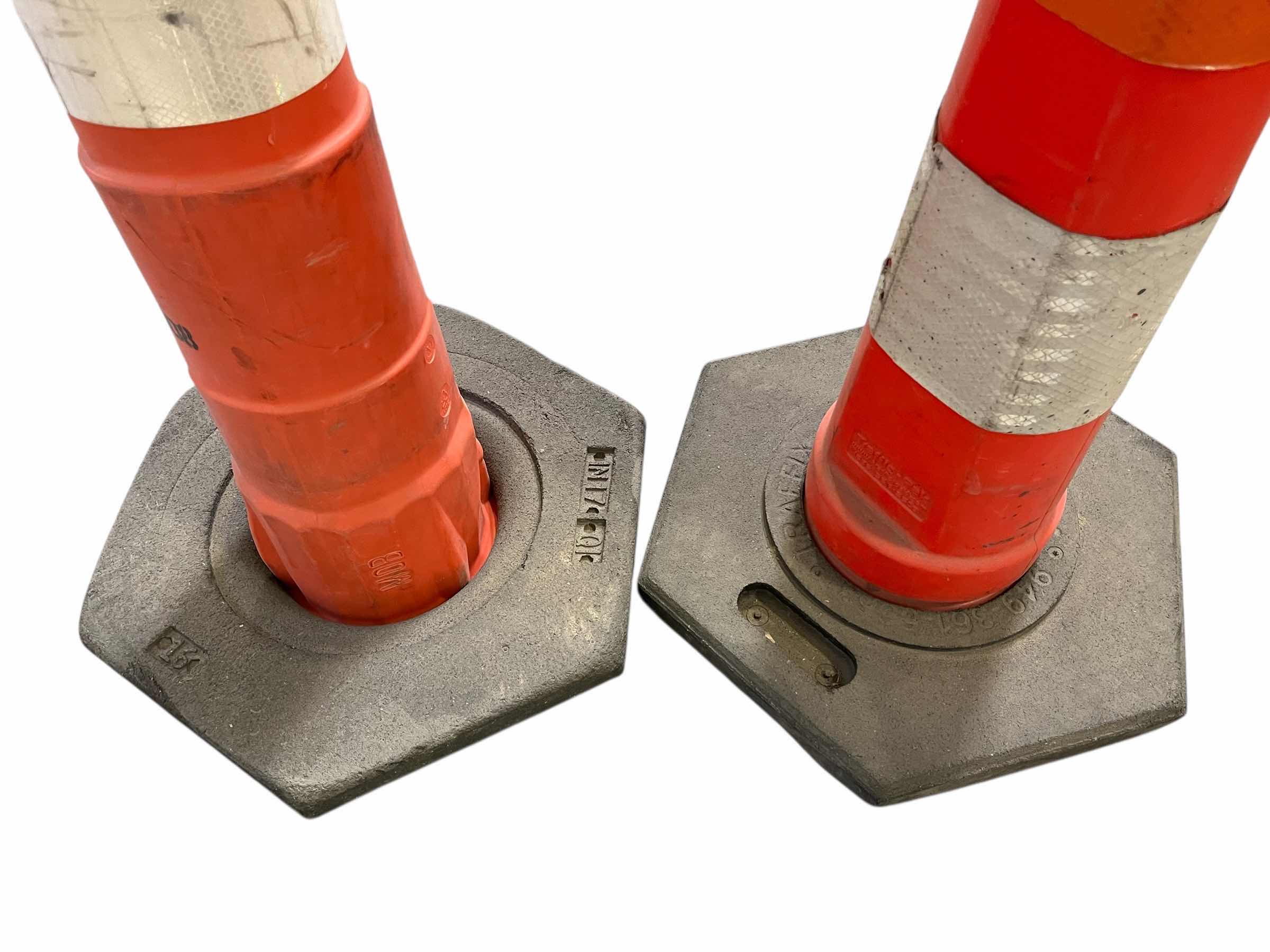 Photo 1 of $70.   ORANGE TRAFFIC CHANNELIZER CONES (2) 17” X 19” H48”