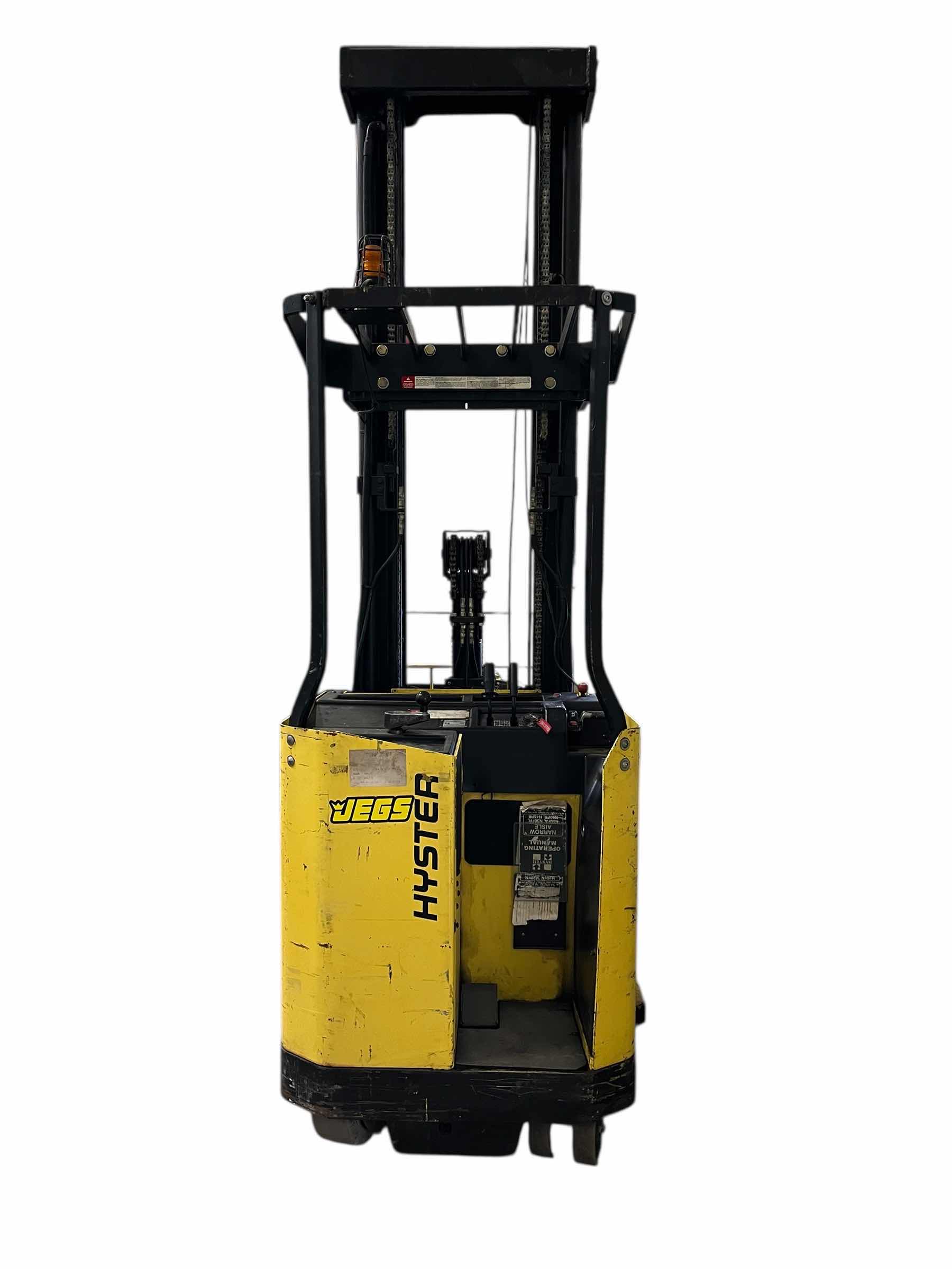 Photo 1 of HYSTER ELECTRIC STAND UP LIFT TRUCK FORKLIFT MODEL N40FR YR.2000 & EXIDE LOAD HOG FORKLIFT CHARGER MODEL LH1-12-850 (READ NOTES)