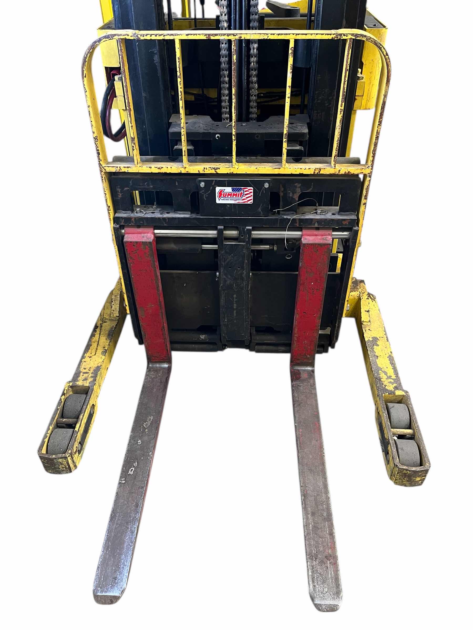 Photo 1 of HYSTER ELECTRIC STAND UP LIFT TRUCK FORKLIFT MODEL N40FR YR.2000 & EXIDE LOAD HOG FORKLIFT CHARGER MODEL LH1-12-850 (READ NOTES)