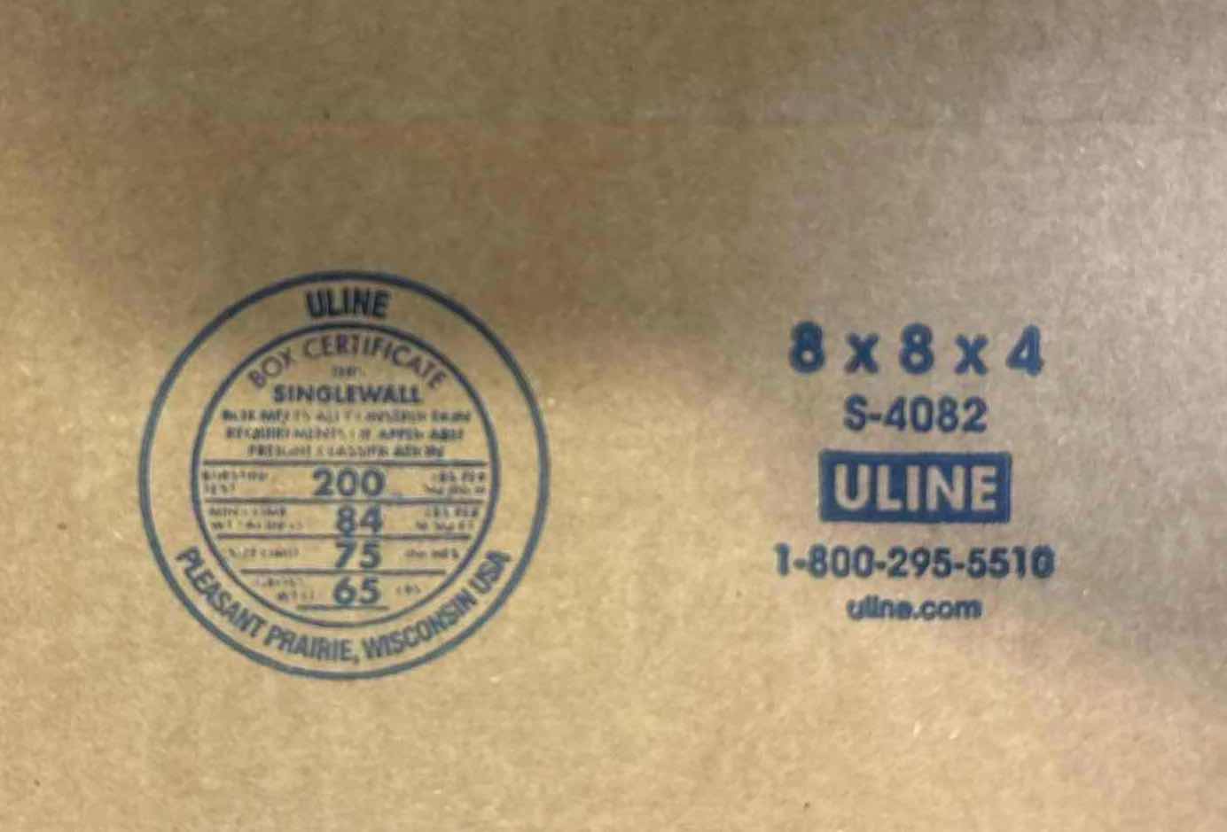 Photo 1 of (50)PCS ULINE CORRUGATED BOXES 8”X8”H4”